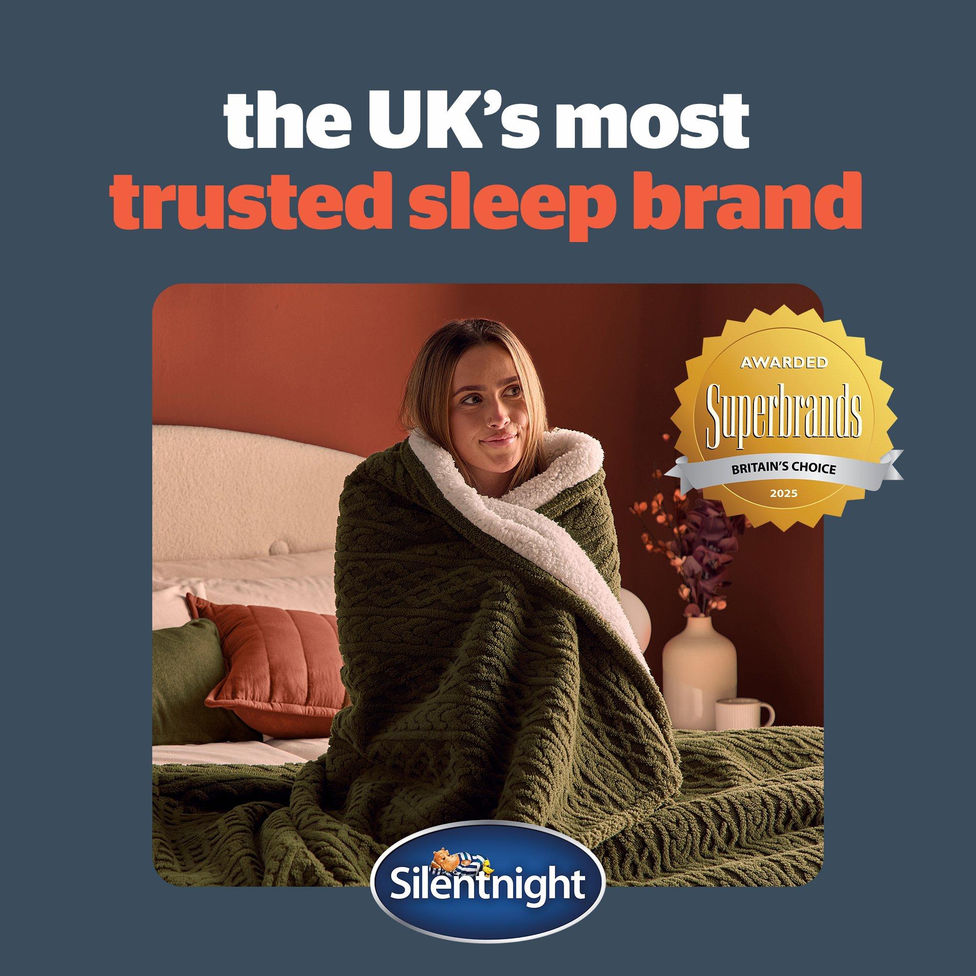 Olive - Silentnight - Heat Genie Self Heating Giant Cable Knit Blanket - 7