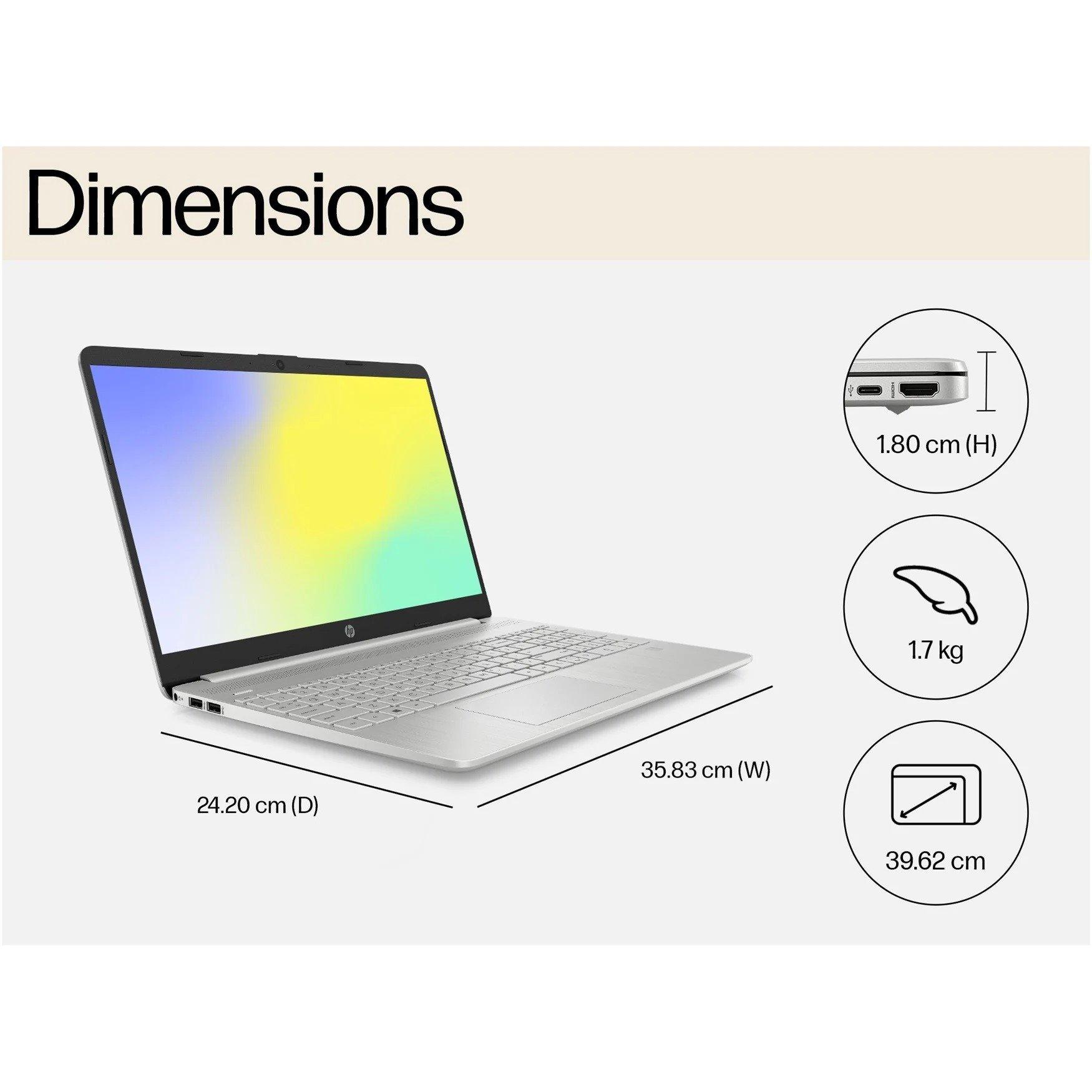 Silver - HP - HP 15s Laptop - Core i3 8GB 256GB - Win 11S - 6