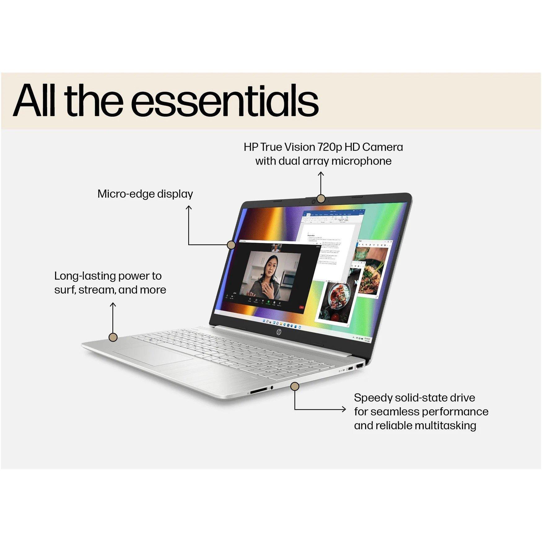 Silver - HP - HP 15s Laptop - Core i3 8GB 256GB - Win 11S - 8