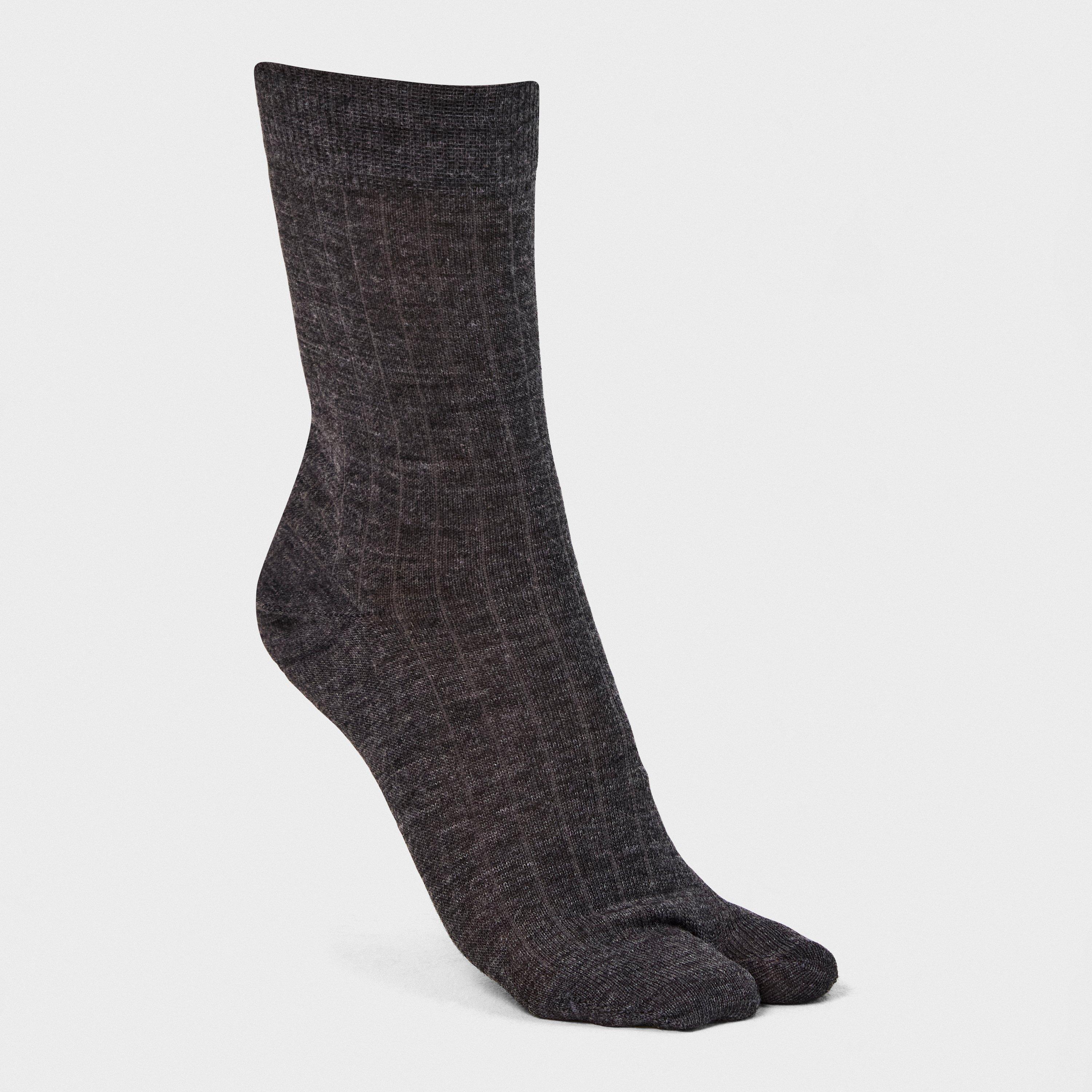 Dark Grey - Maison Margiela - Women's Tabi Split-Toe Fine Knit Ankle Socks - 1