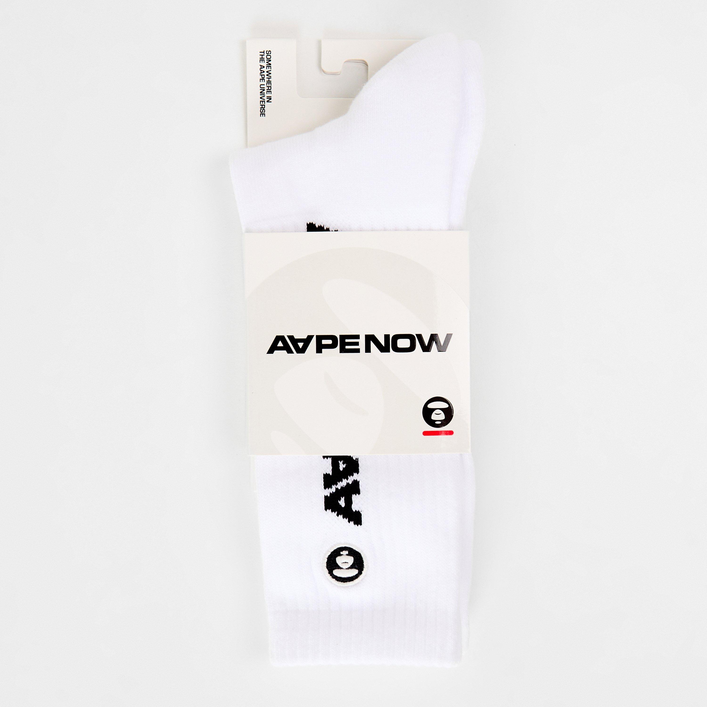 White - AAPE - Men's Crew Socks - 2