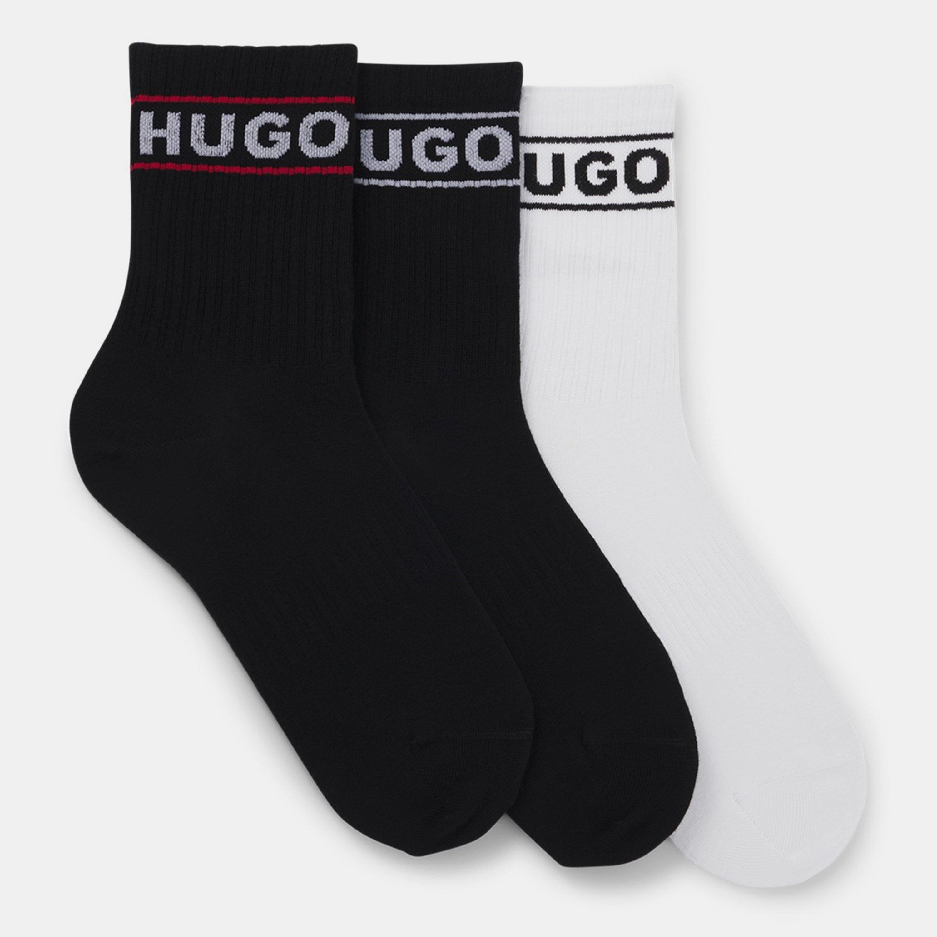 White/Black - Hugo - Women's Sporty Cotton Crew Socks - 2