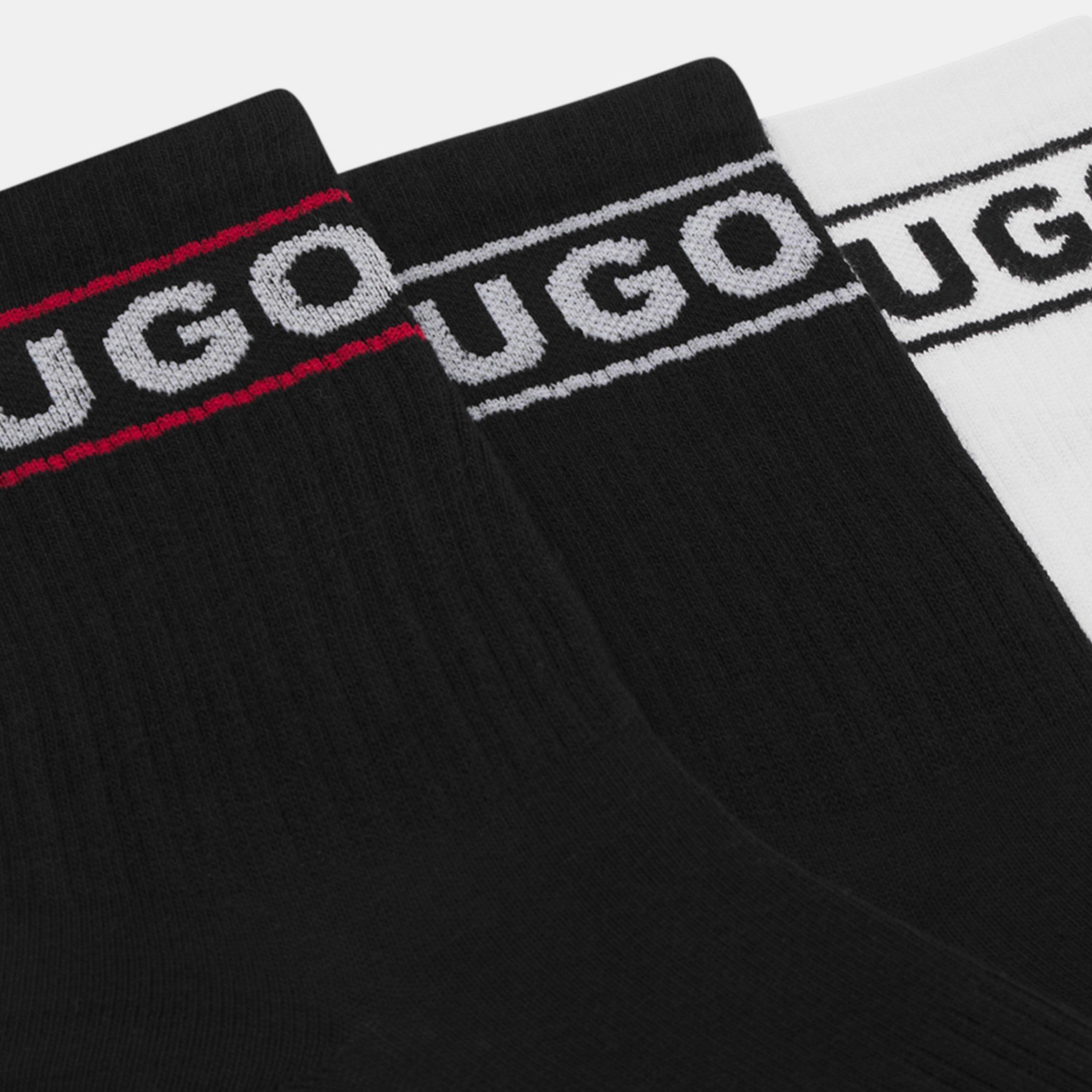White/Black - Hugo - Women's Sporty Cotton Crew Socks - 3