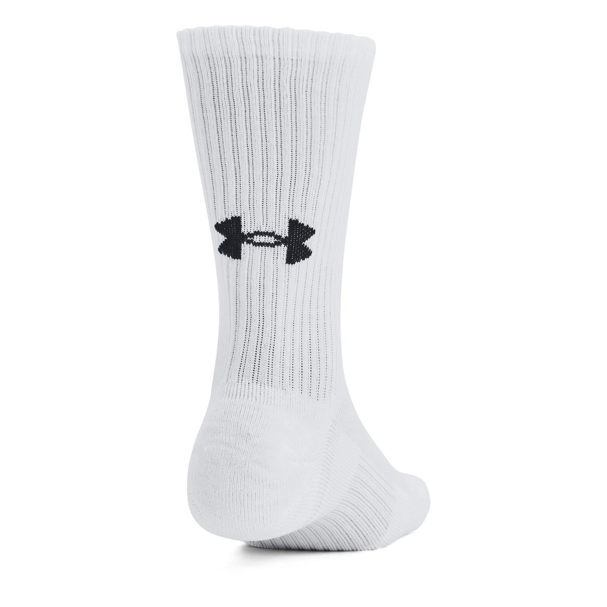 White/Wht/Black - Under Armour - Adults Crew Trainers Sock - 3
