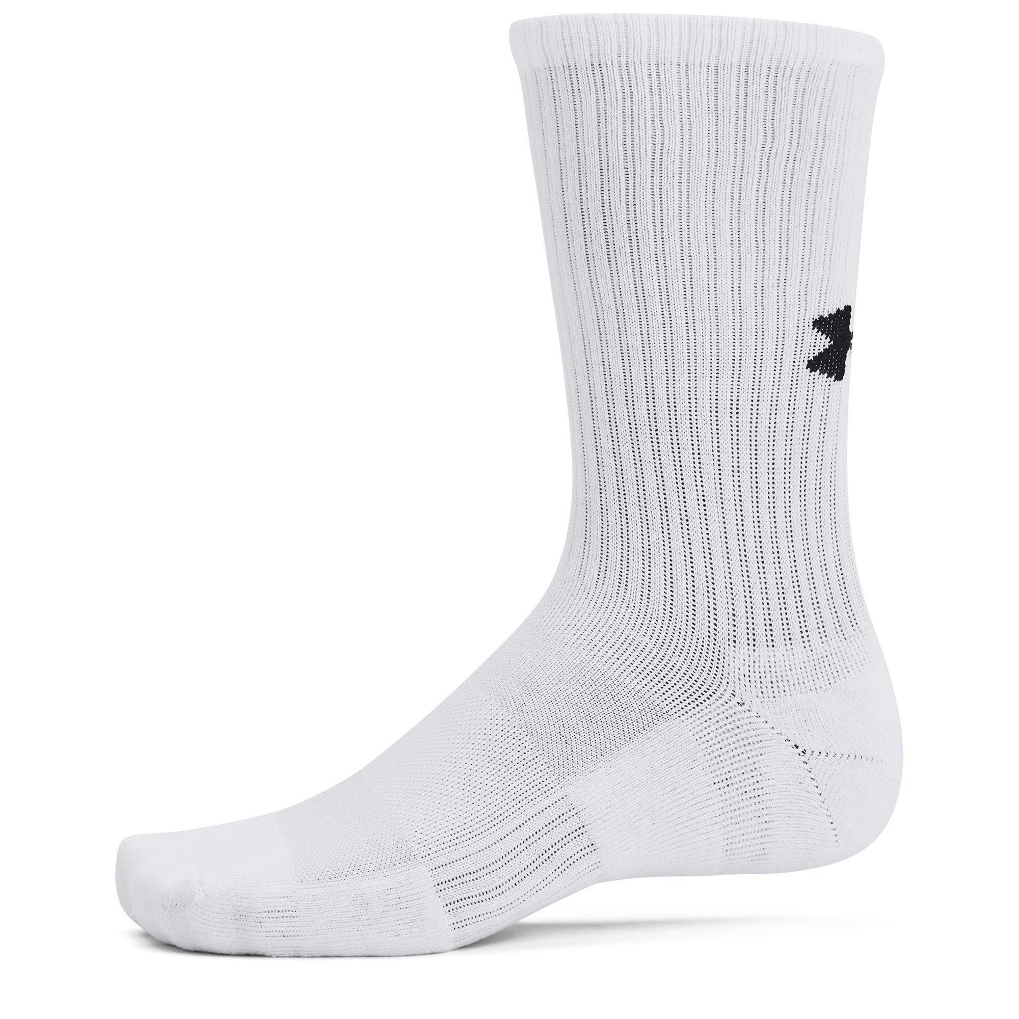 White/Wht/Black - Under Armour - Adults Crew Trainers Sock - 4