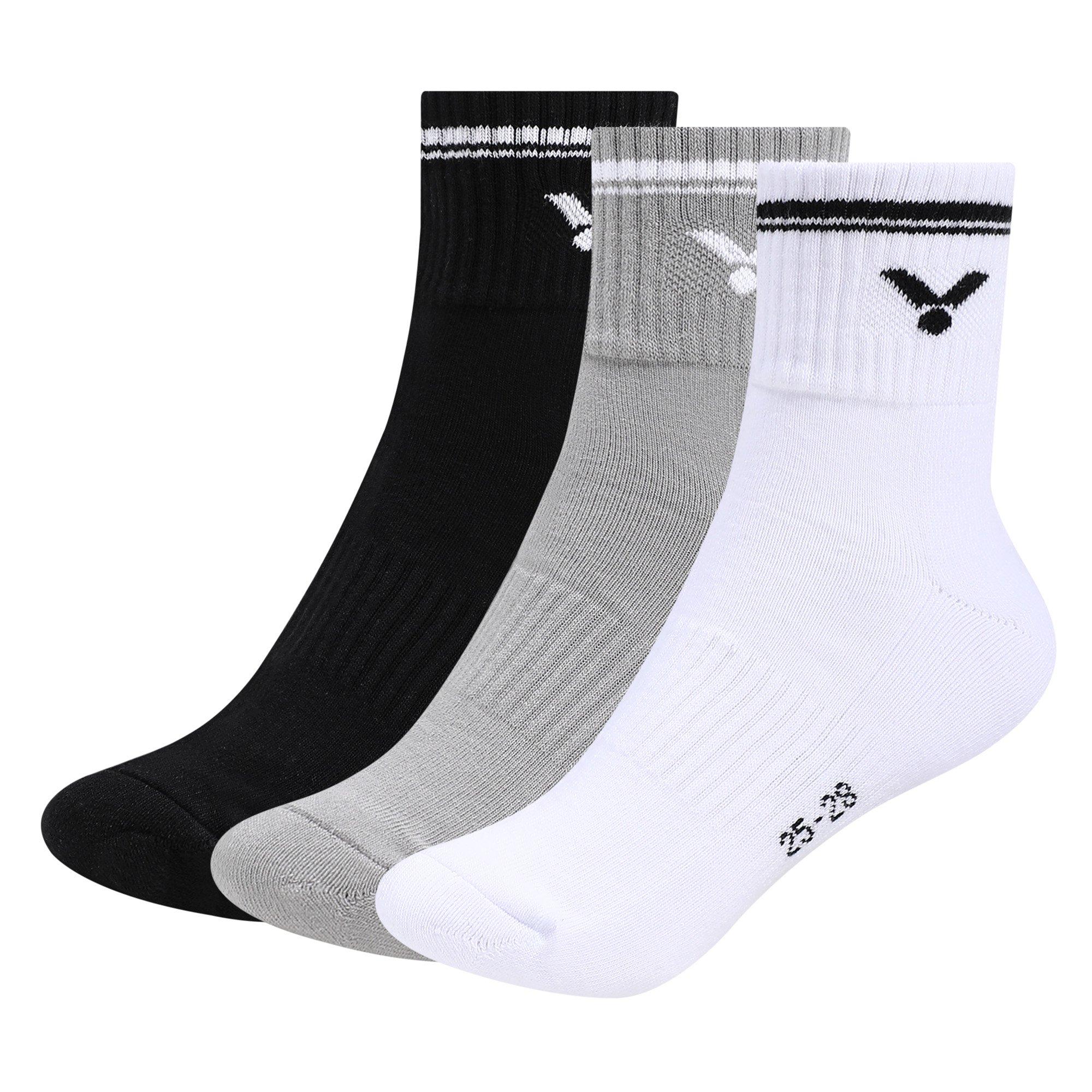 Wht/Gry/Blk - Victor - 3 Pack Trainer Socks - 1