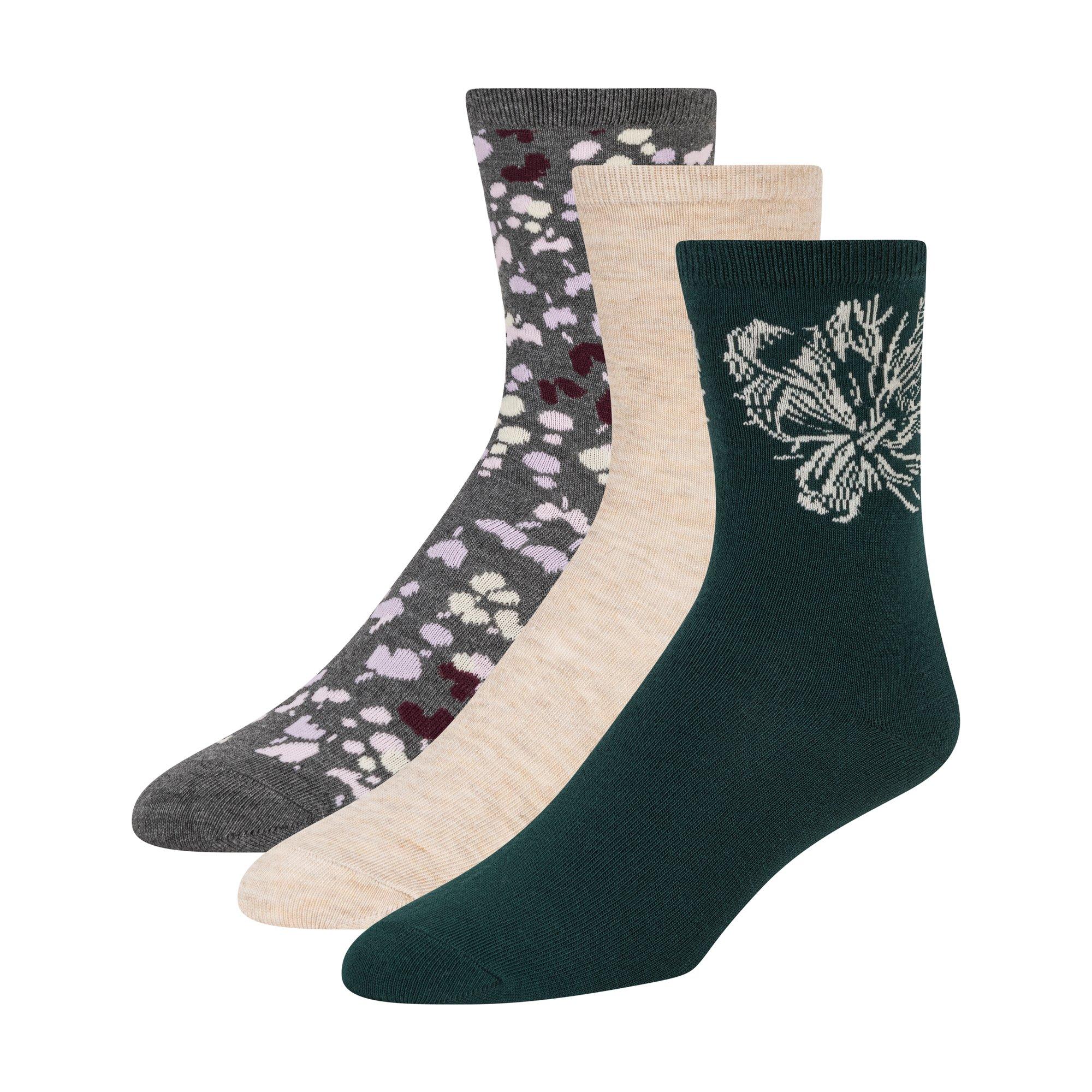 Ted Baker Women's Crew Socks - Grn/Bei/Char - Ladies 4-8