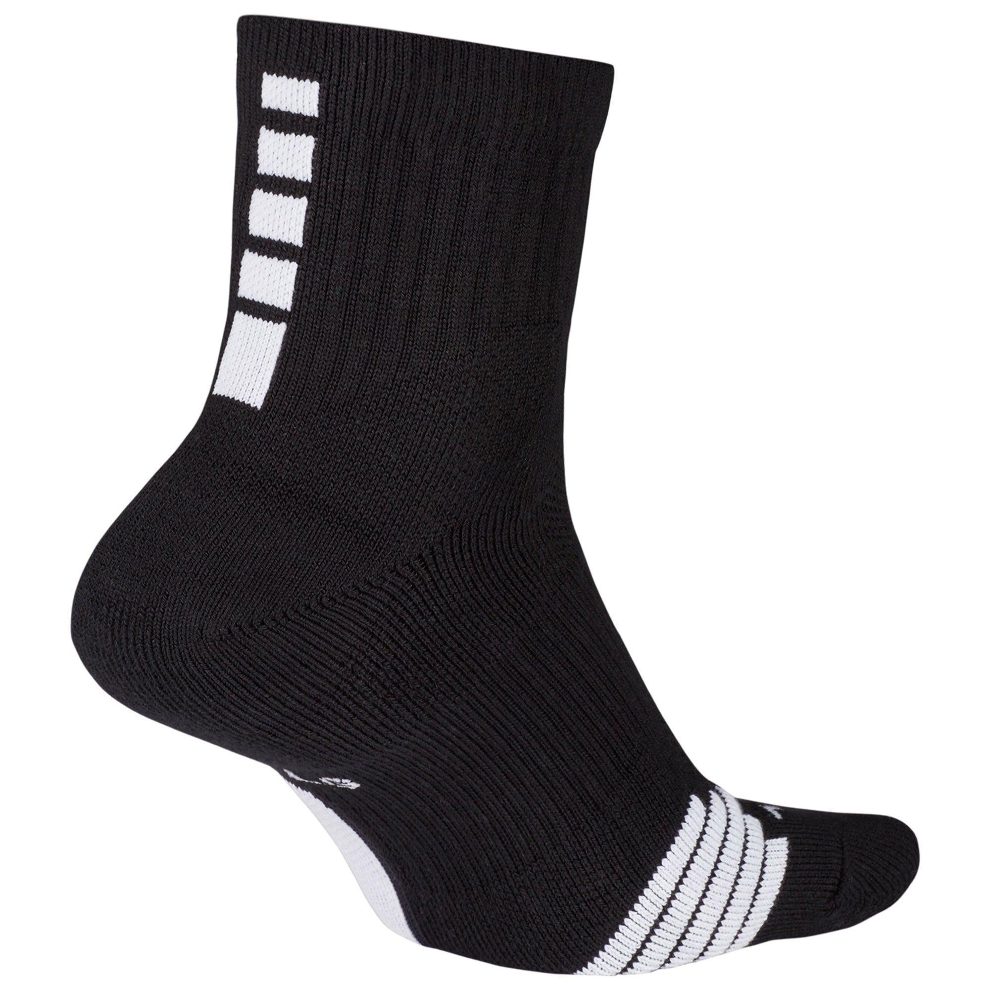 Black/White - Nike - Elite Basketball Mid Socks - 2