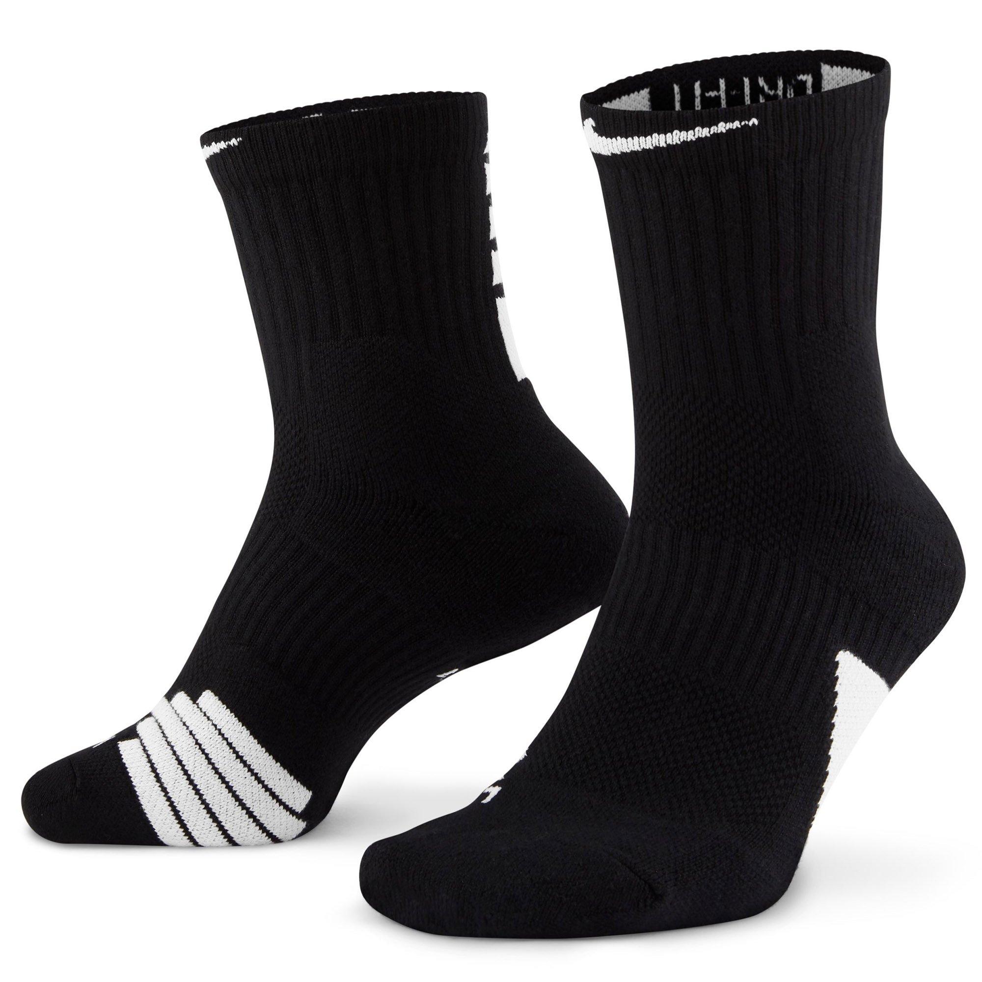 Black/White - Nike - Elite Basketball Mid Socks - 4
