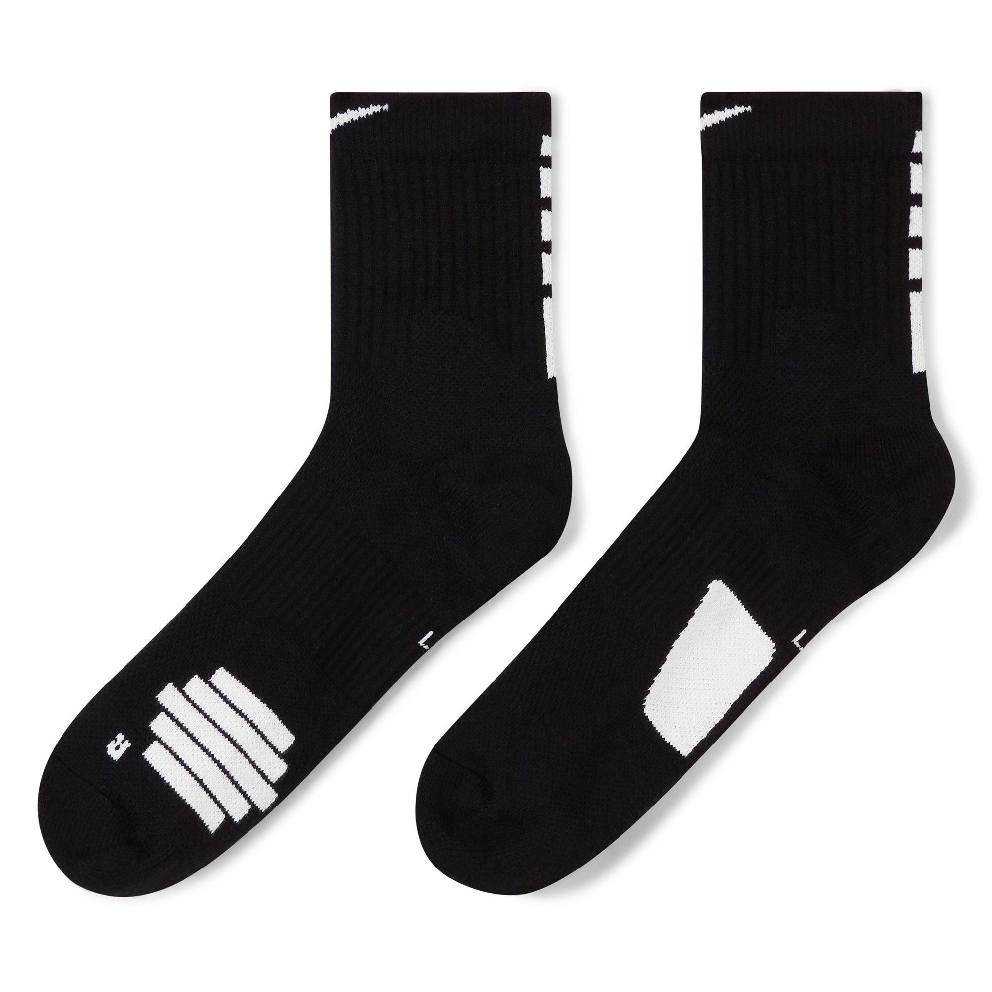 Black/White - Nike - Elite Basketball Mid Socks - 5