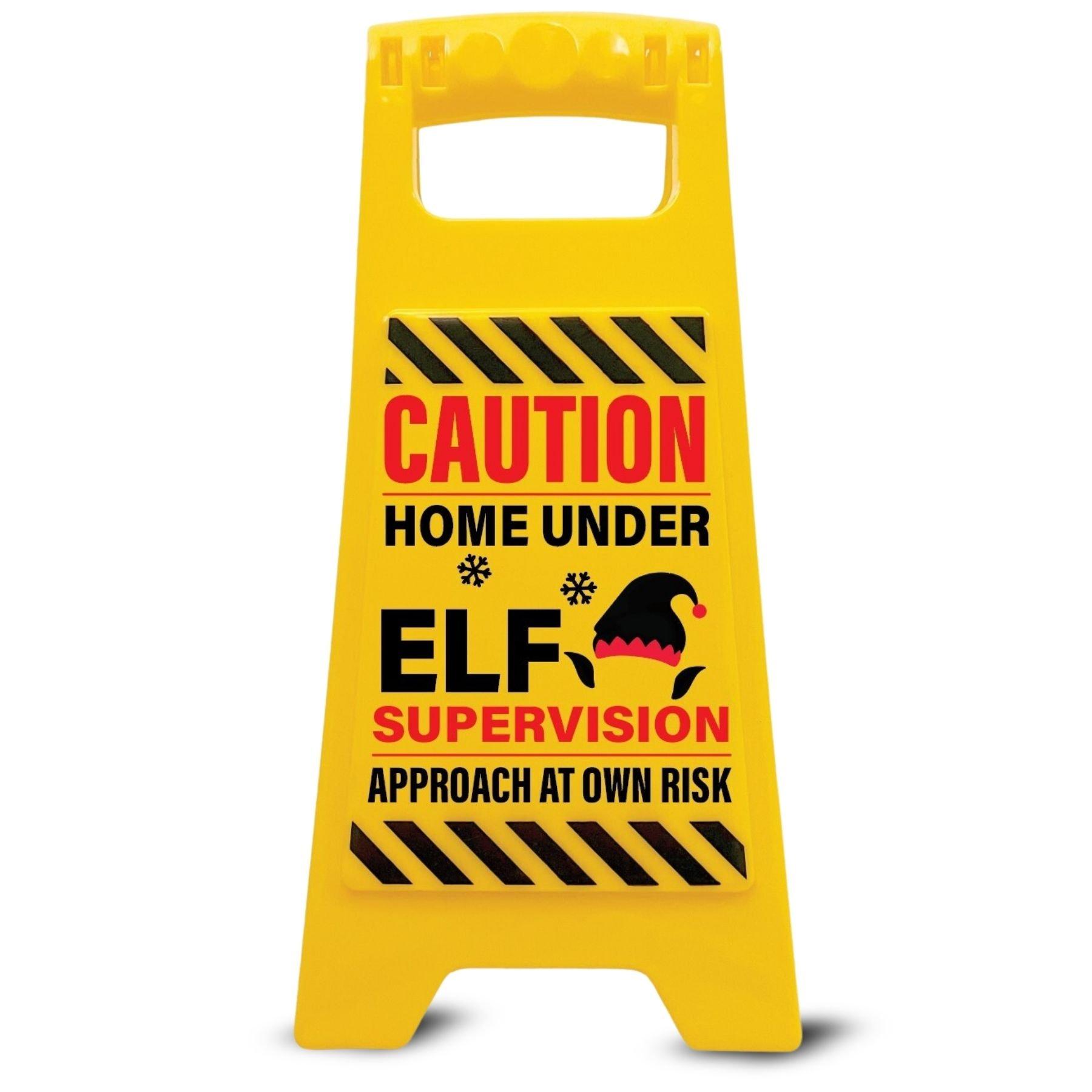 Multi - Boxer Gifts - Caution Home Under Elf Supervision Warning Sign - 1