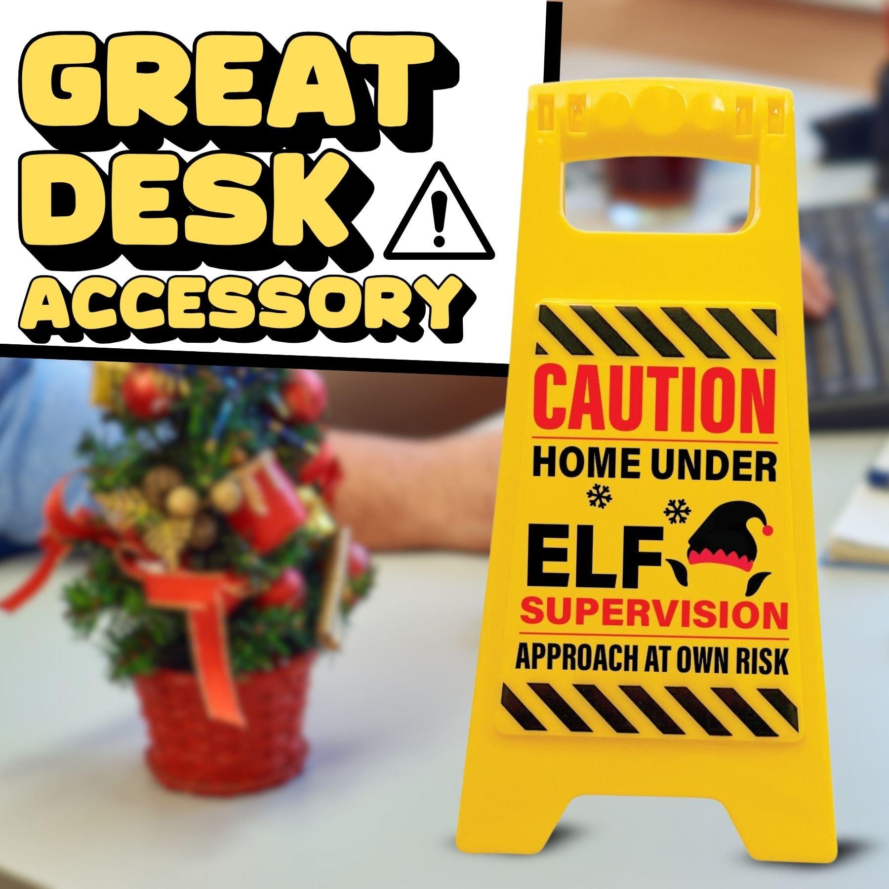 Multi - Boxer Gifts - Caution Home Under Elf Supervision Warning Sign - 3