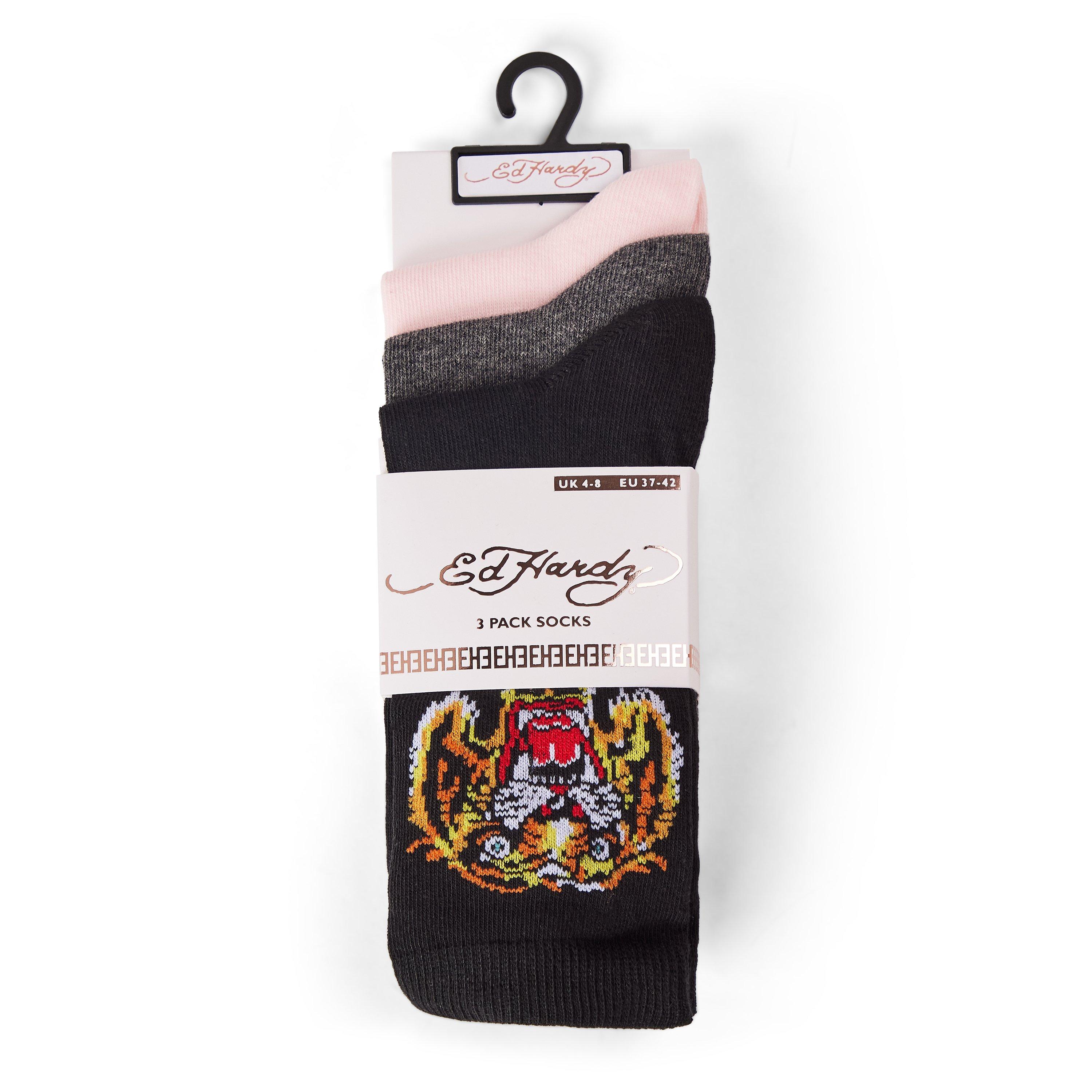 Multi - Ed Hardy - Women's 3 Pack Dress Crew Socks - 2