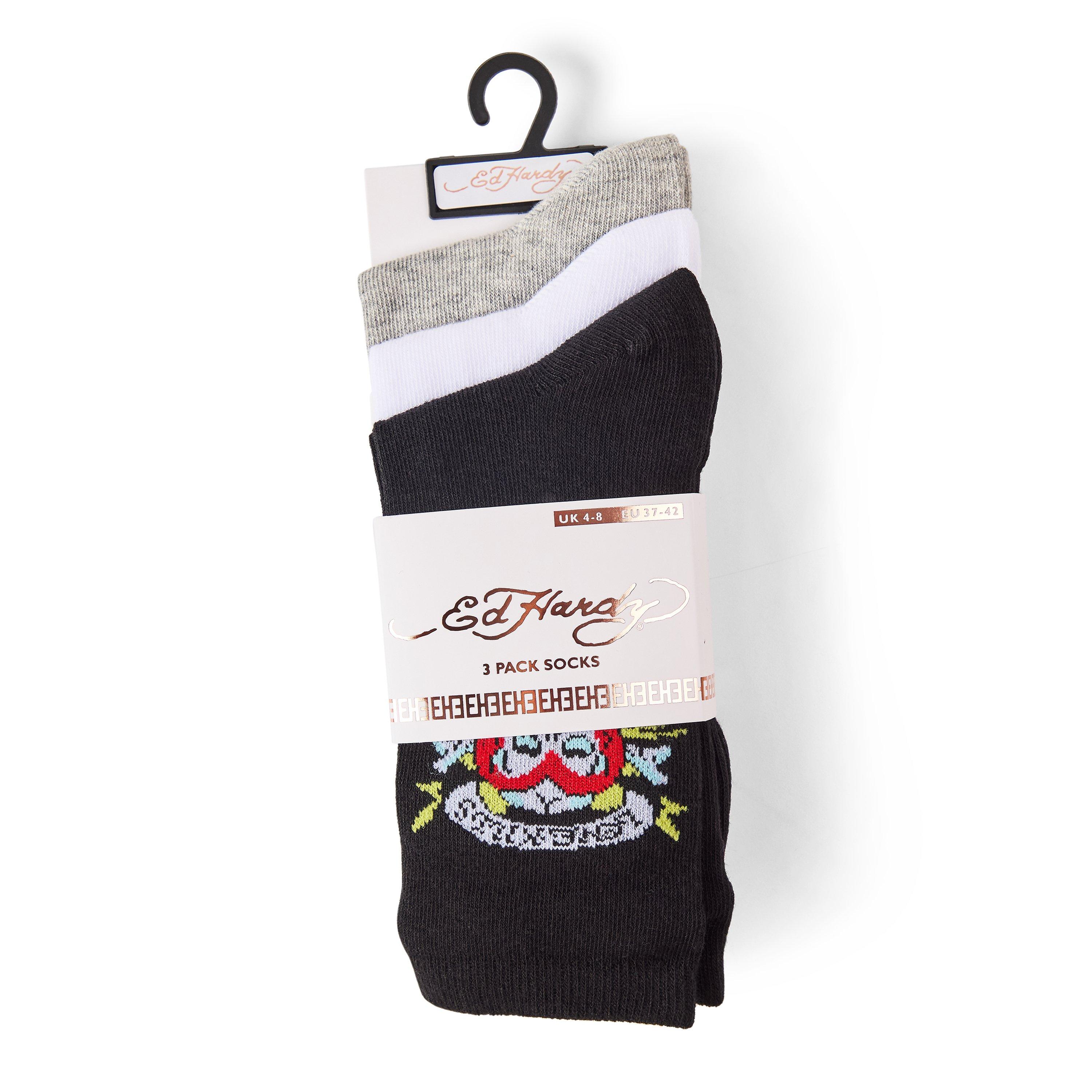 Multi - Ed Hardy - Women's 3 Pack Dress Crew Socks - 2