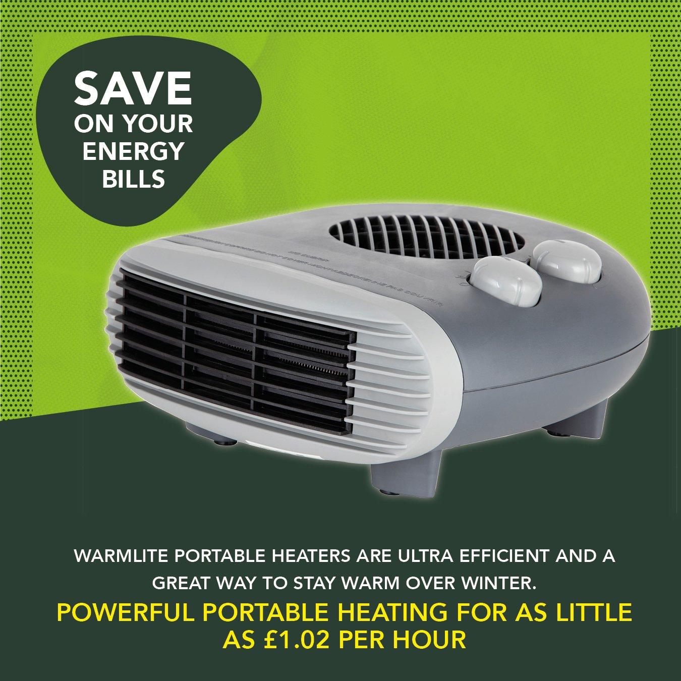 Titanium - Warmlite - 2000W Flat Fan Heater Dark Titanium - 4