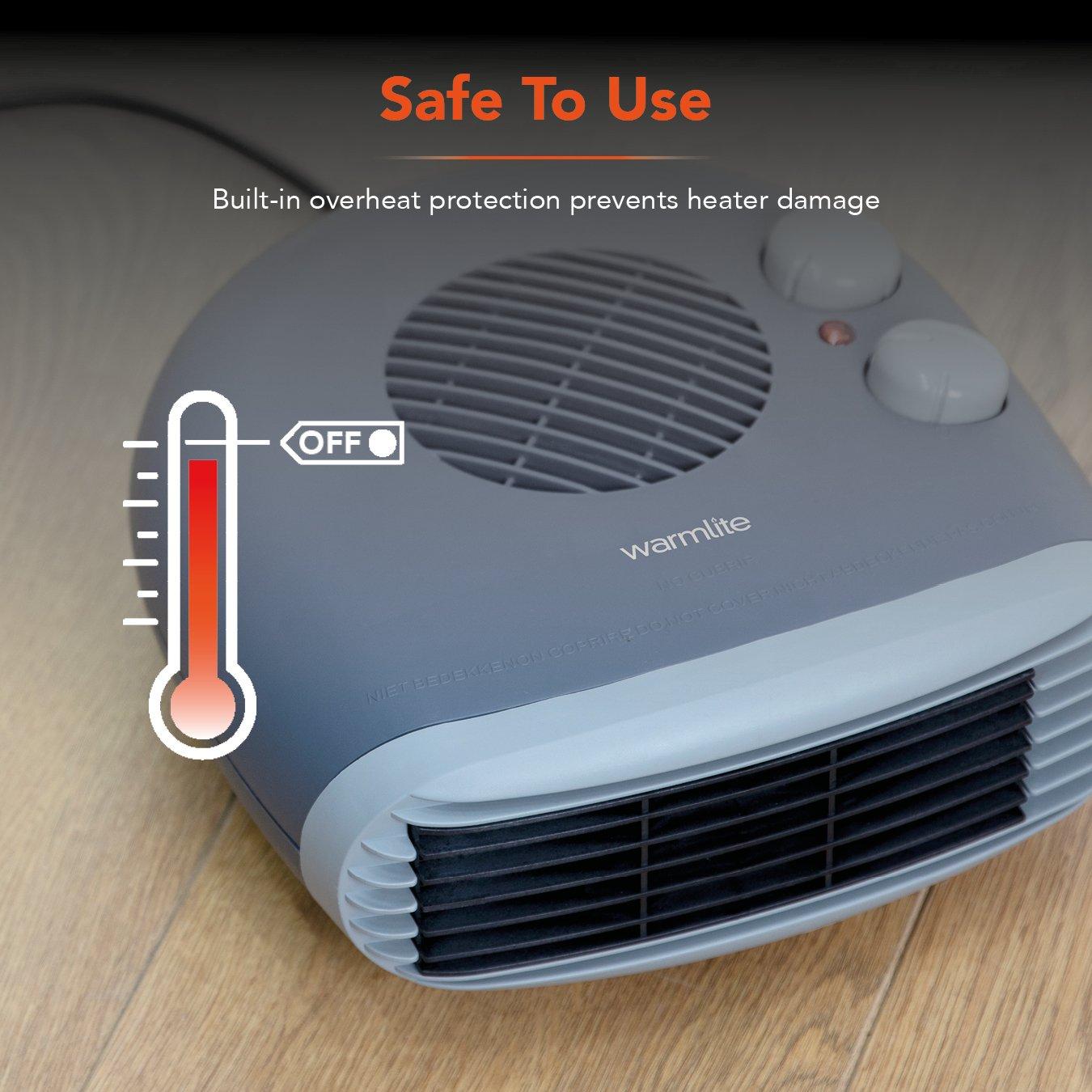 Titanium - Warmlite - 2000W Flat Fan Heater Dark Titanium - 8