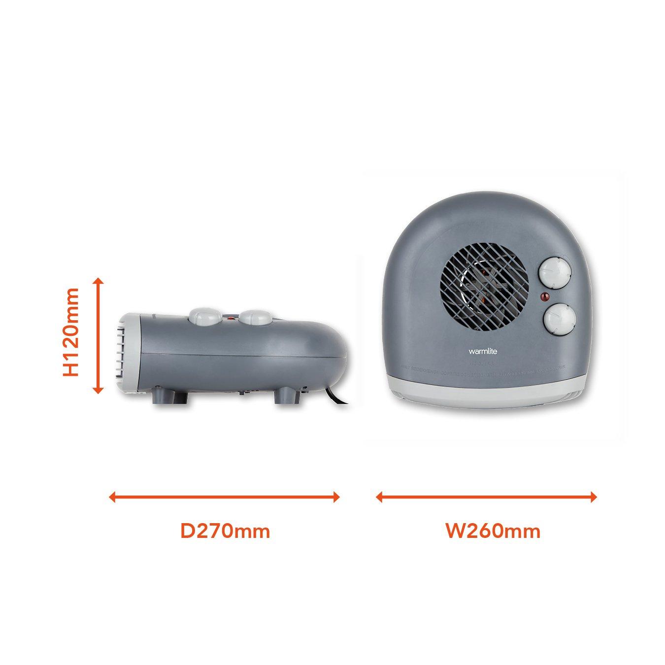 Titanium - Warmlite - 2000W Flat Fan Heater Dark Titanium - 9