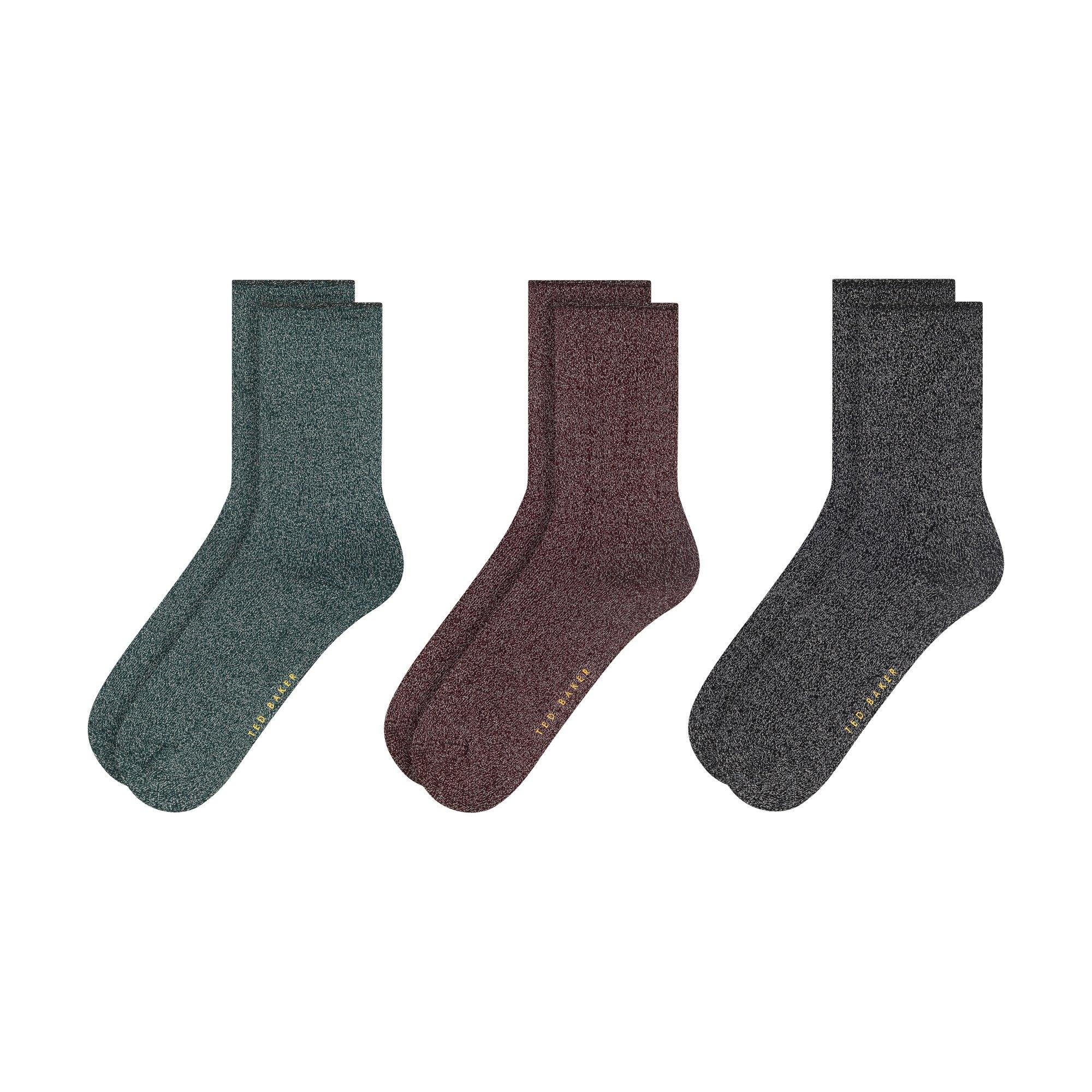Ted Baker Women's Crew Socks - Grn/Red/Blk - Ladies 4-8