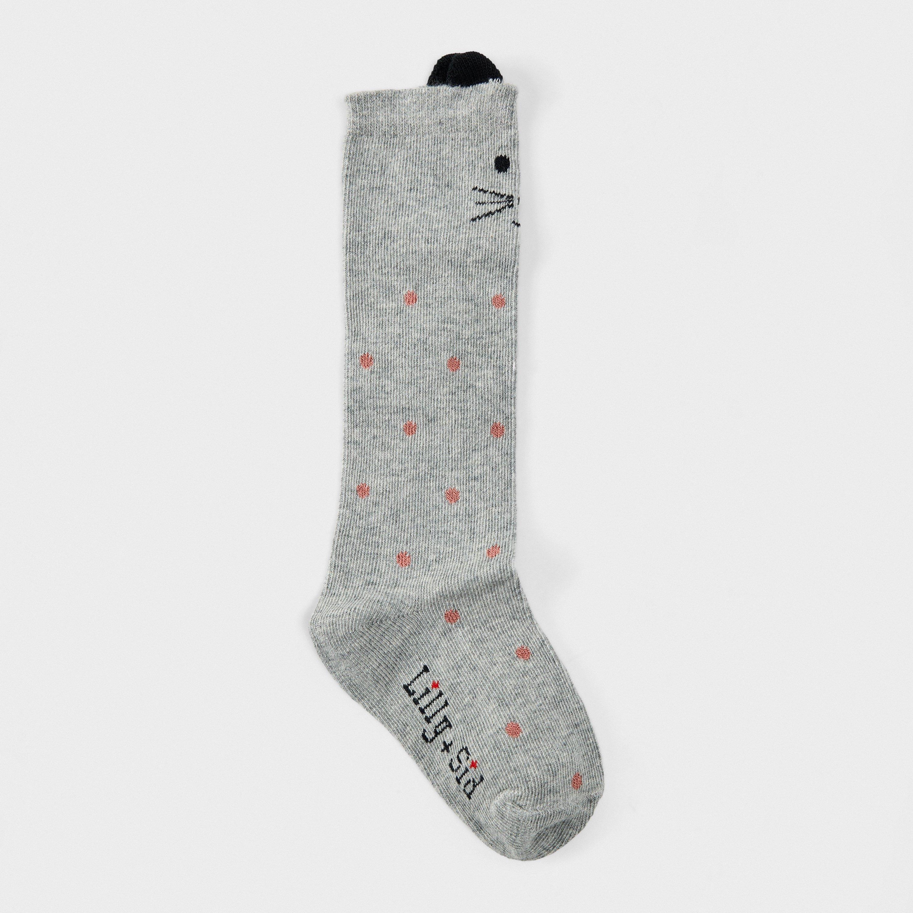 Multi - Lilly and Sid - Cat Knee High Socks - 1