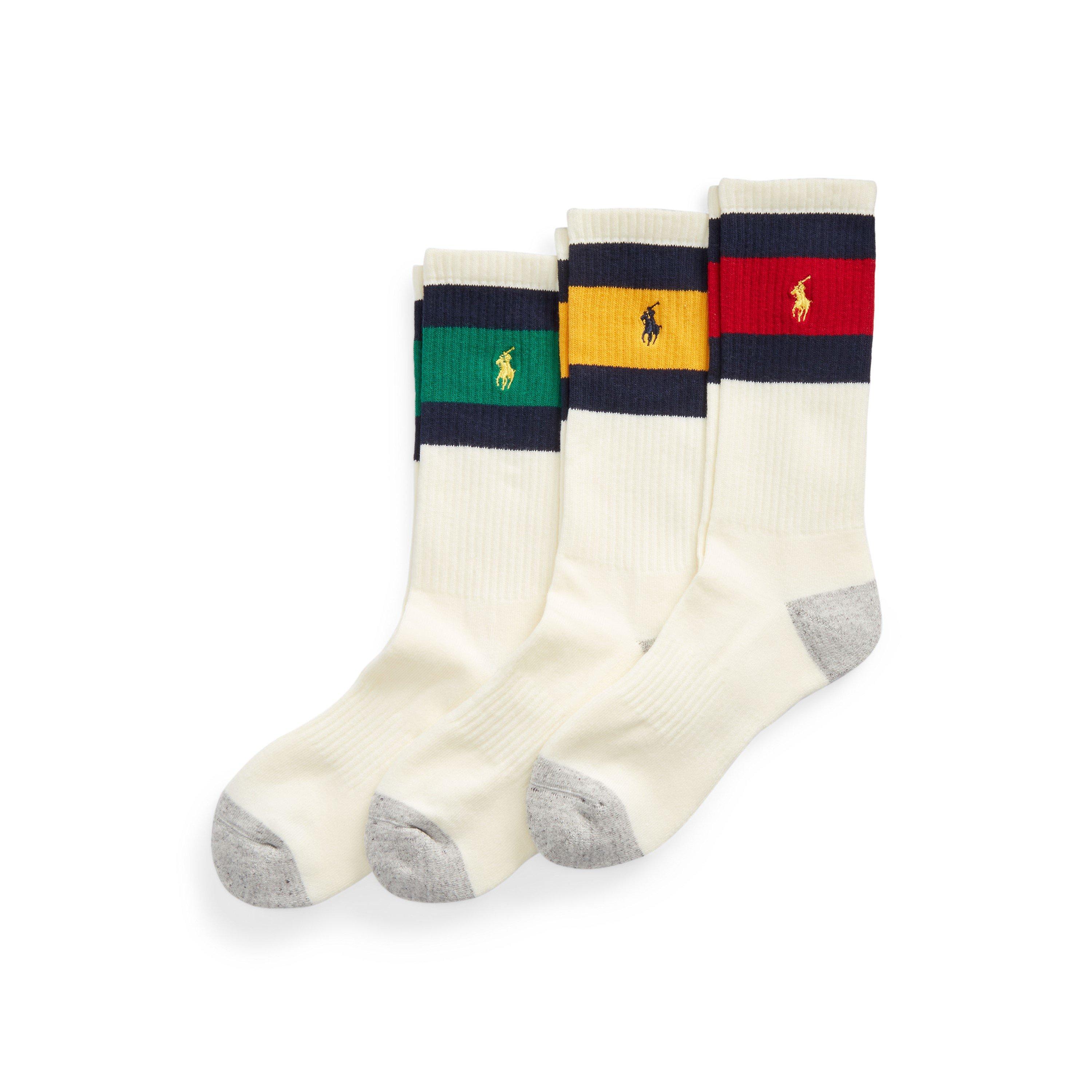 Wht Rd/Ylw/Grn - Polo Ralph Lauren - Polo 3-Pack Crw Sock Sn73
