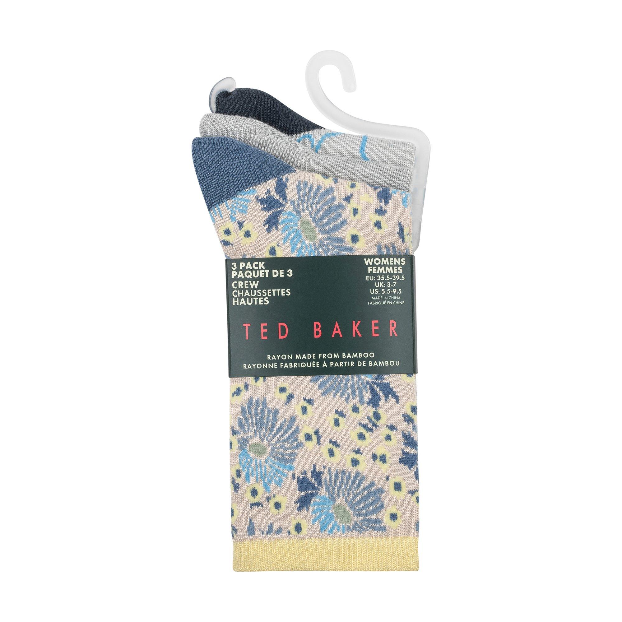 Ted Baker Women's Crew Socks - Blue/Yellow - Ladies 4-8