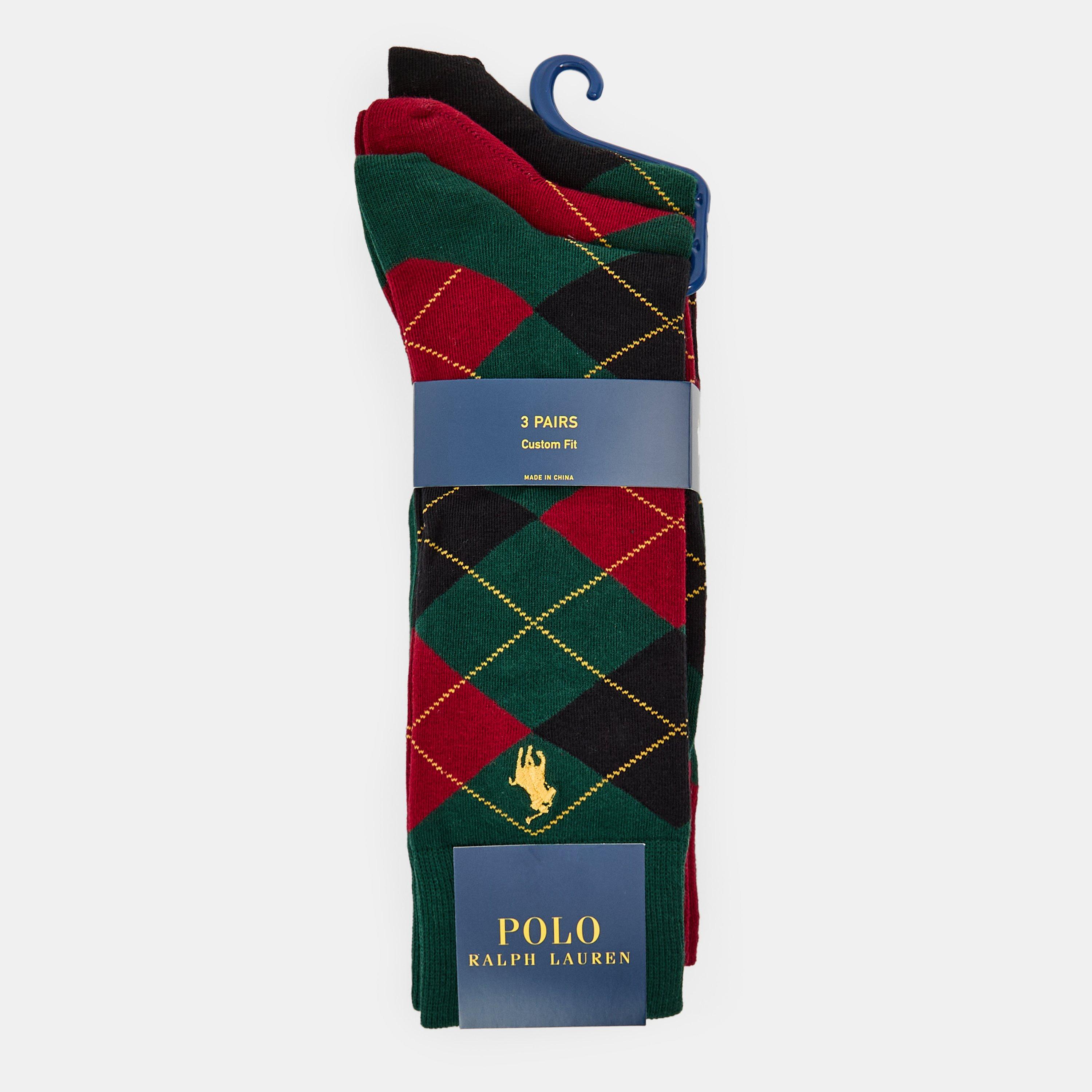 Green/Red/Black - Polo Ralph Lauren - Men's Argyle Crew Socks - 2