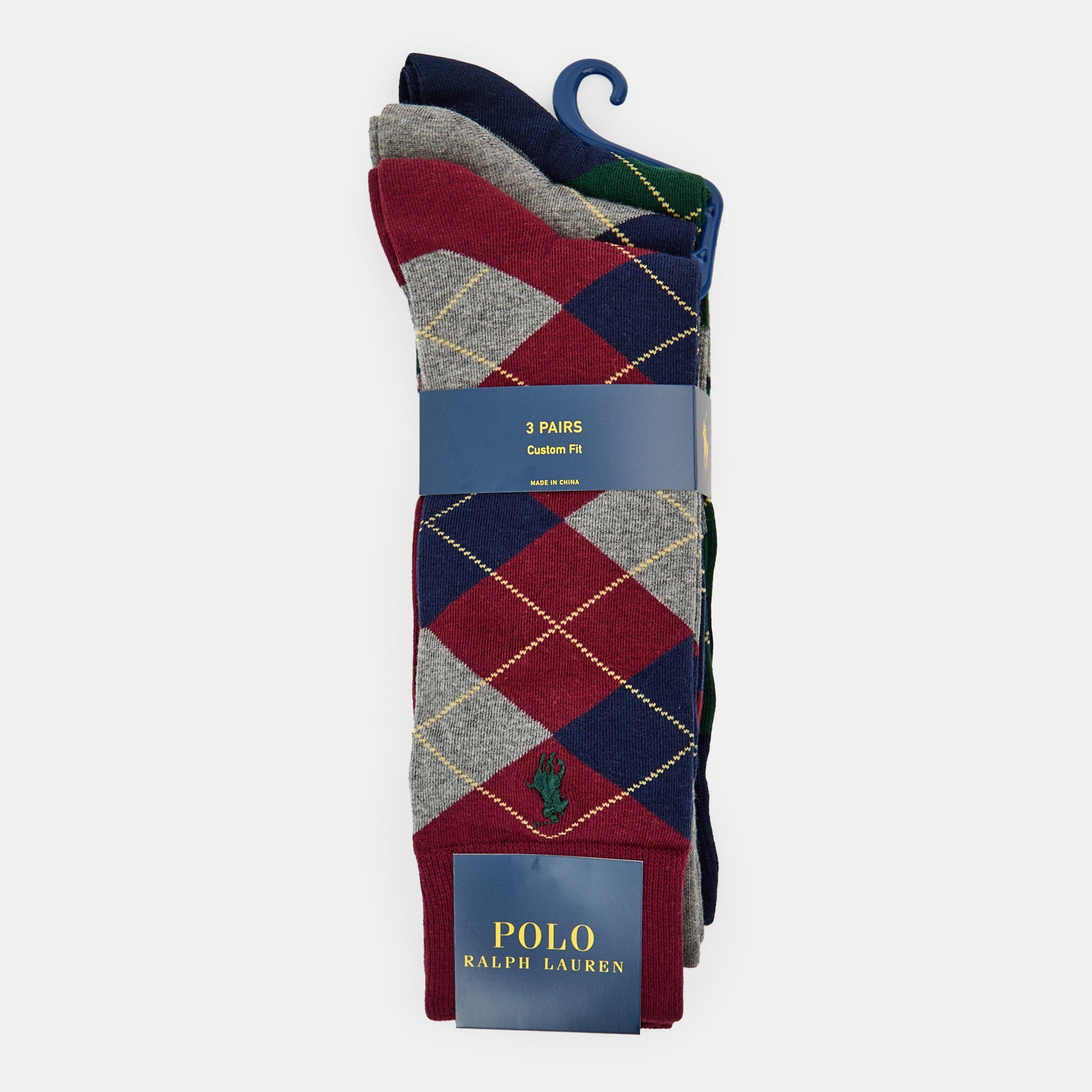 Wine/Grey/Navy - Polo Ralph Lauren - Men's Argyle Crew Socks - 2