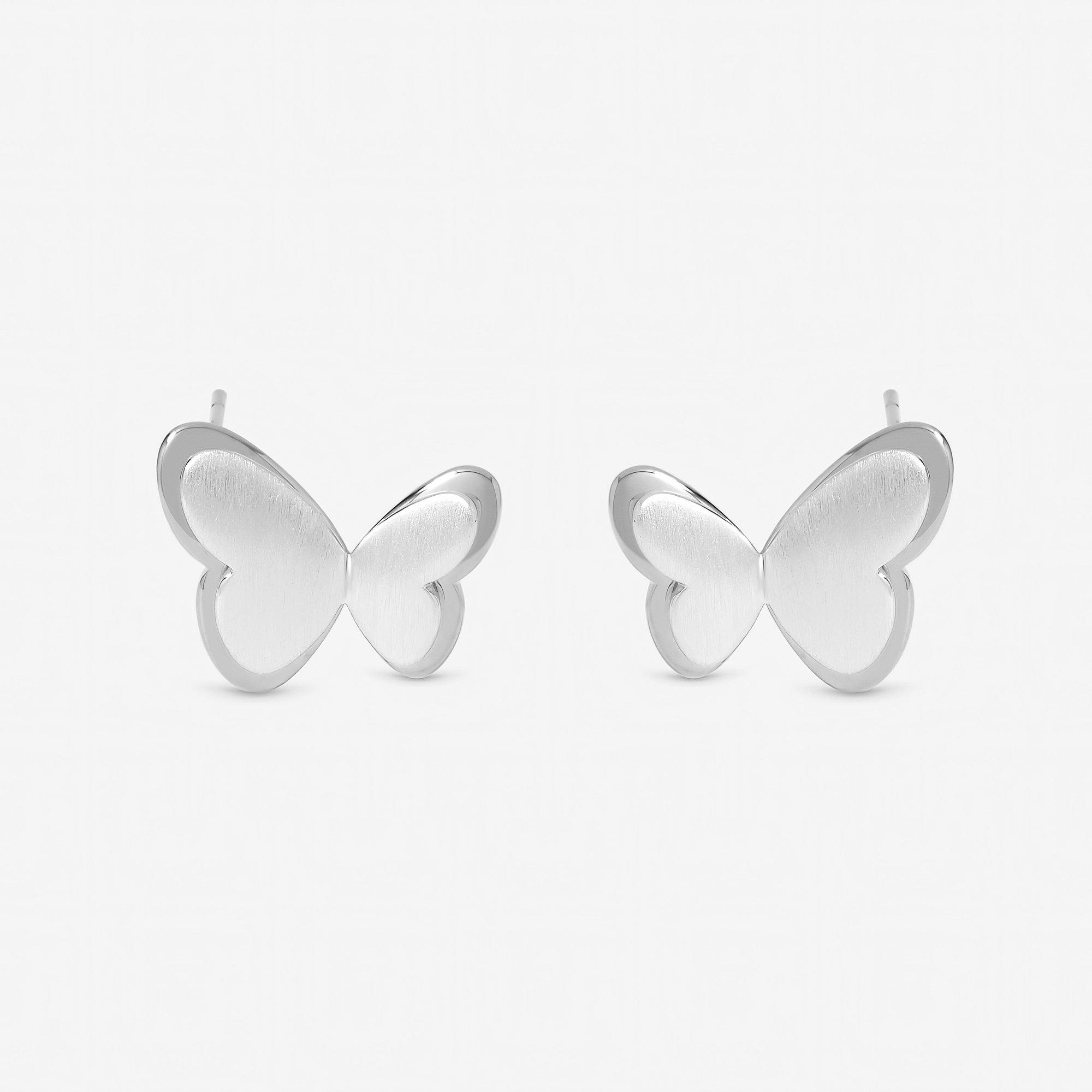 Silver - Inicio - Sterling Silver Plated Satin Butterfly Earrings