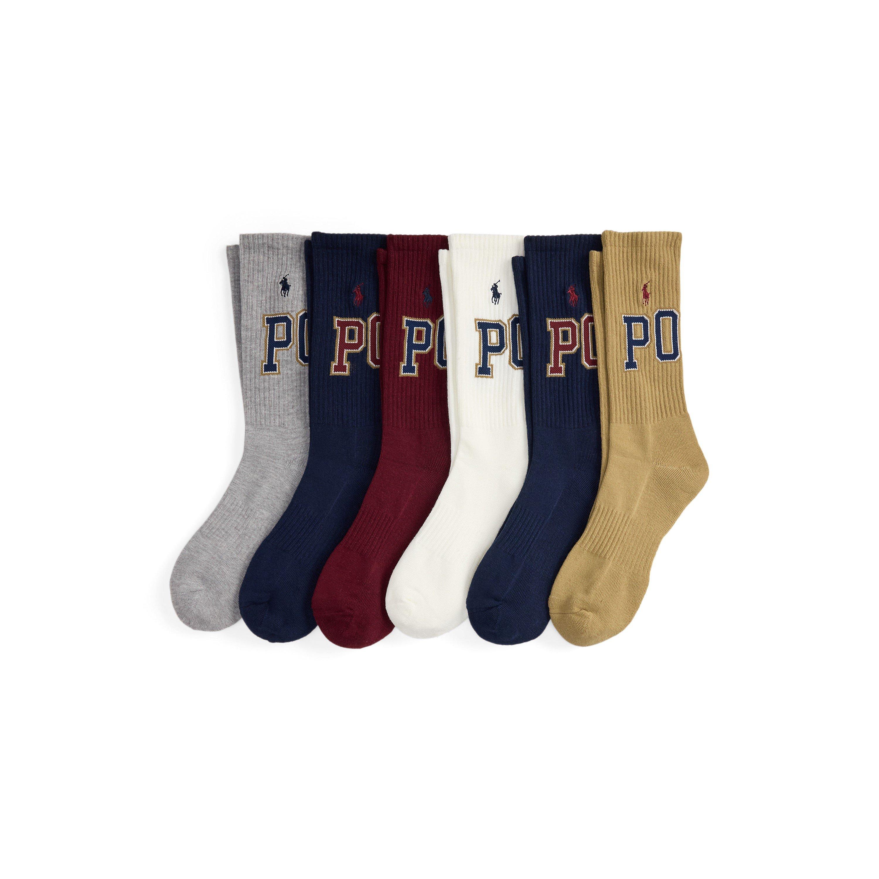 Cml/Crm/Nvy - Polo Ralph Lauren - Men's 6 Pack Varsity Crew Socks - 1