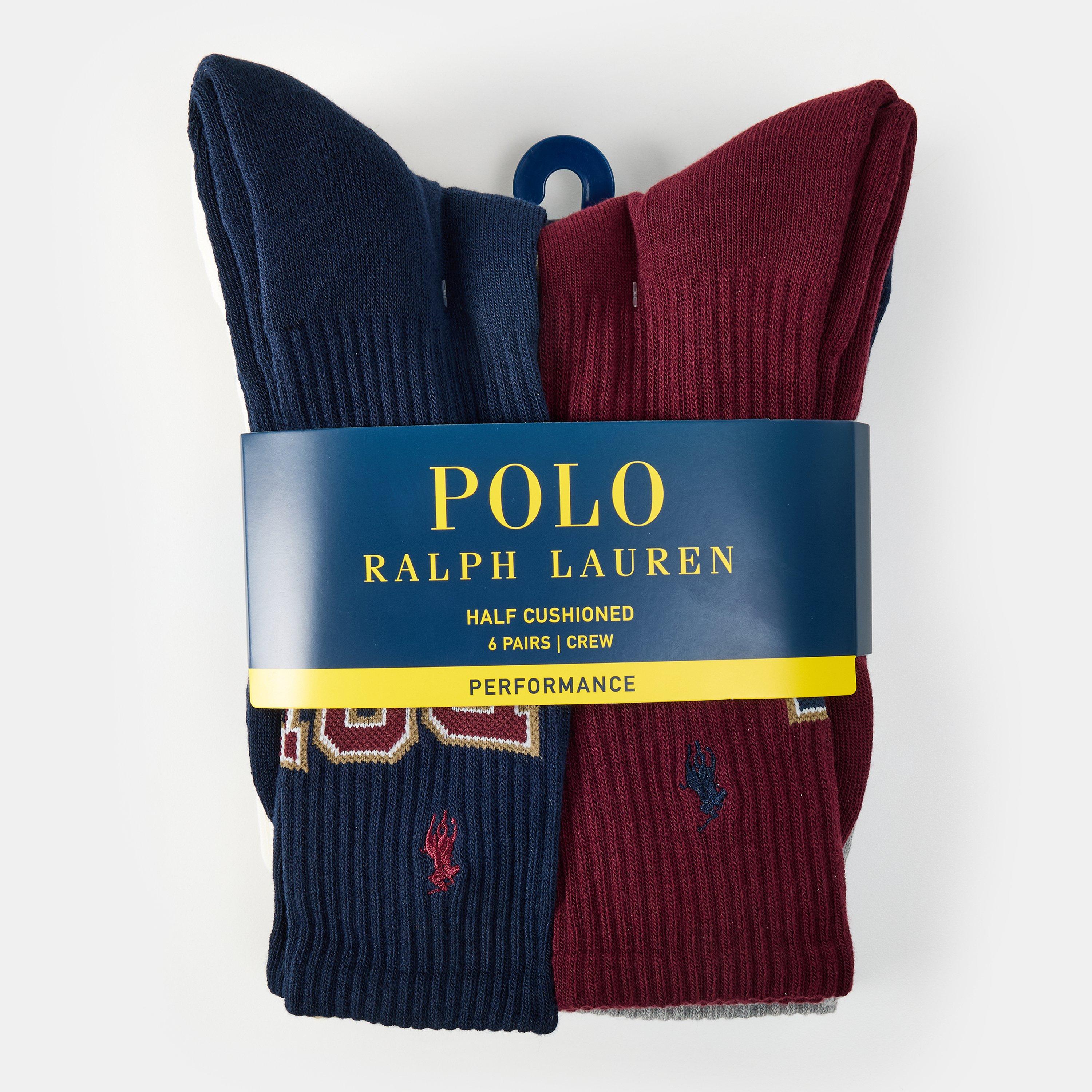 Cml/Crm/Nvy - Polo Ralph Lauren - Men's 6 Pack Varsity Crew Socks - 2