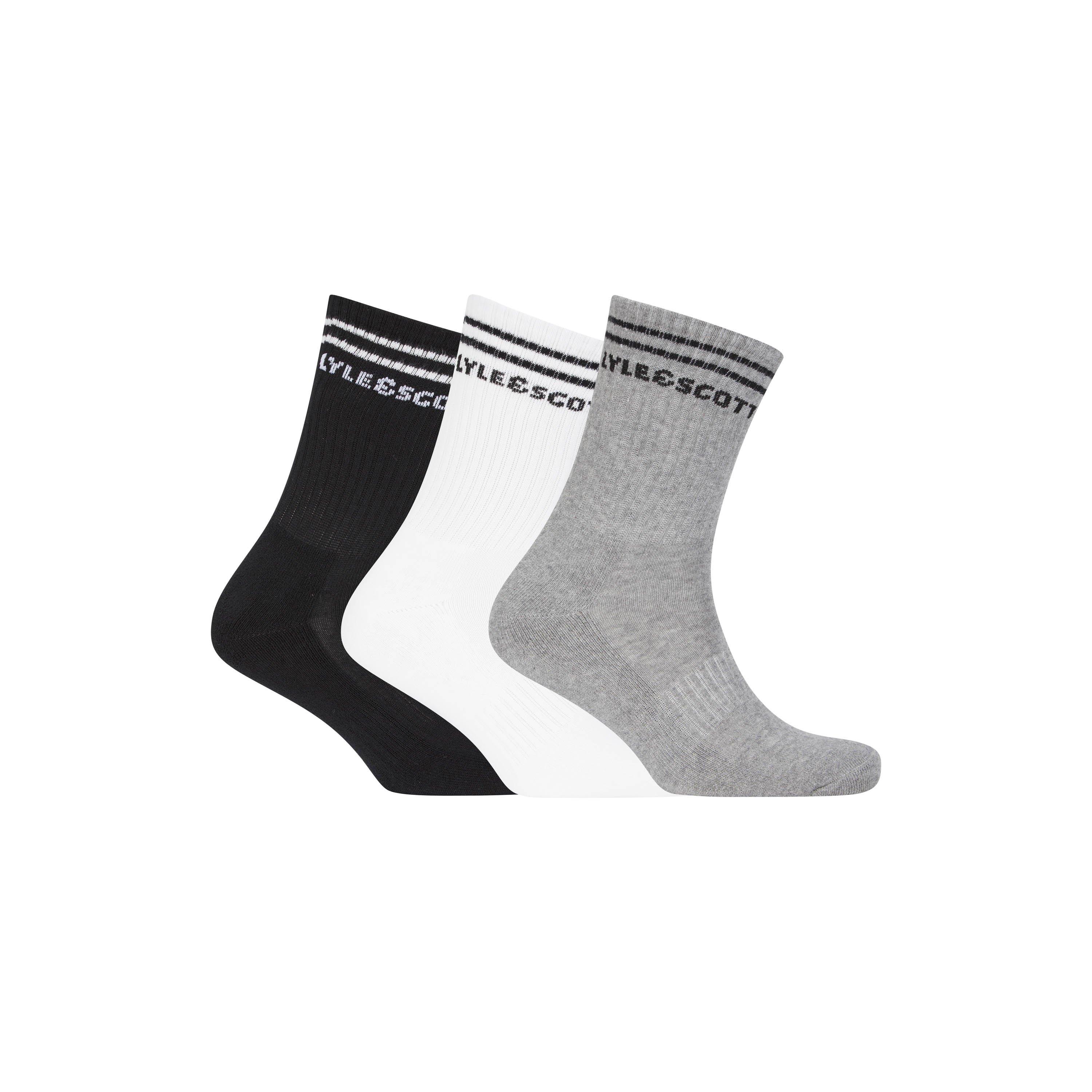 White/Grey/Bk - Lyle and Scott - Men's Reinforced Work Socks - 1