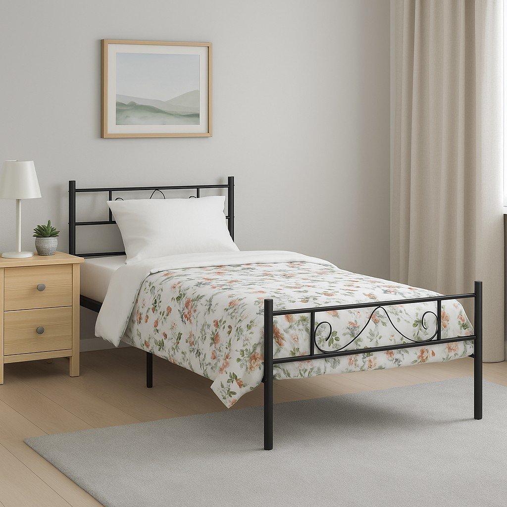 Black - Urban Meuble - Sturdy Metal Bed Frame with Elegant Headboard - 2