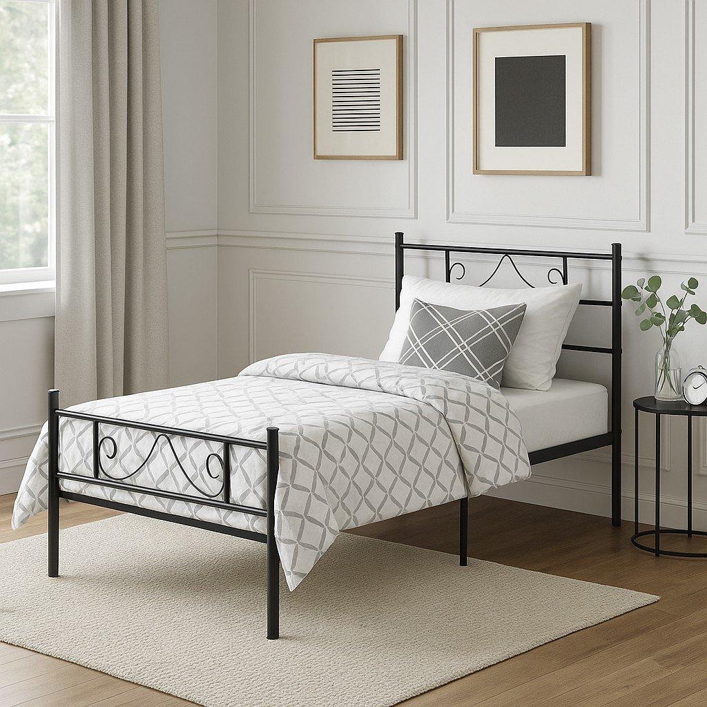 Black - Urban Meuble - Sturdy Metal Bed Frame with Elegant Headboard - 2