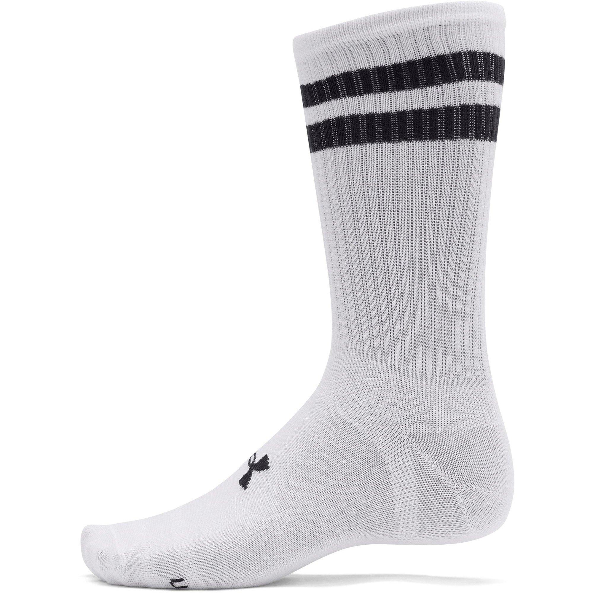 White / Black - Under Armour - Ua Essential 6pk Crew Sock Unisex Adults - 4