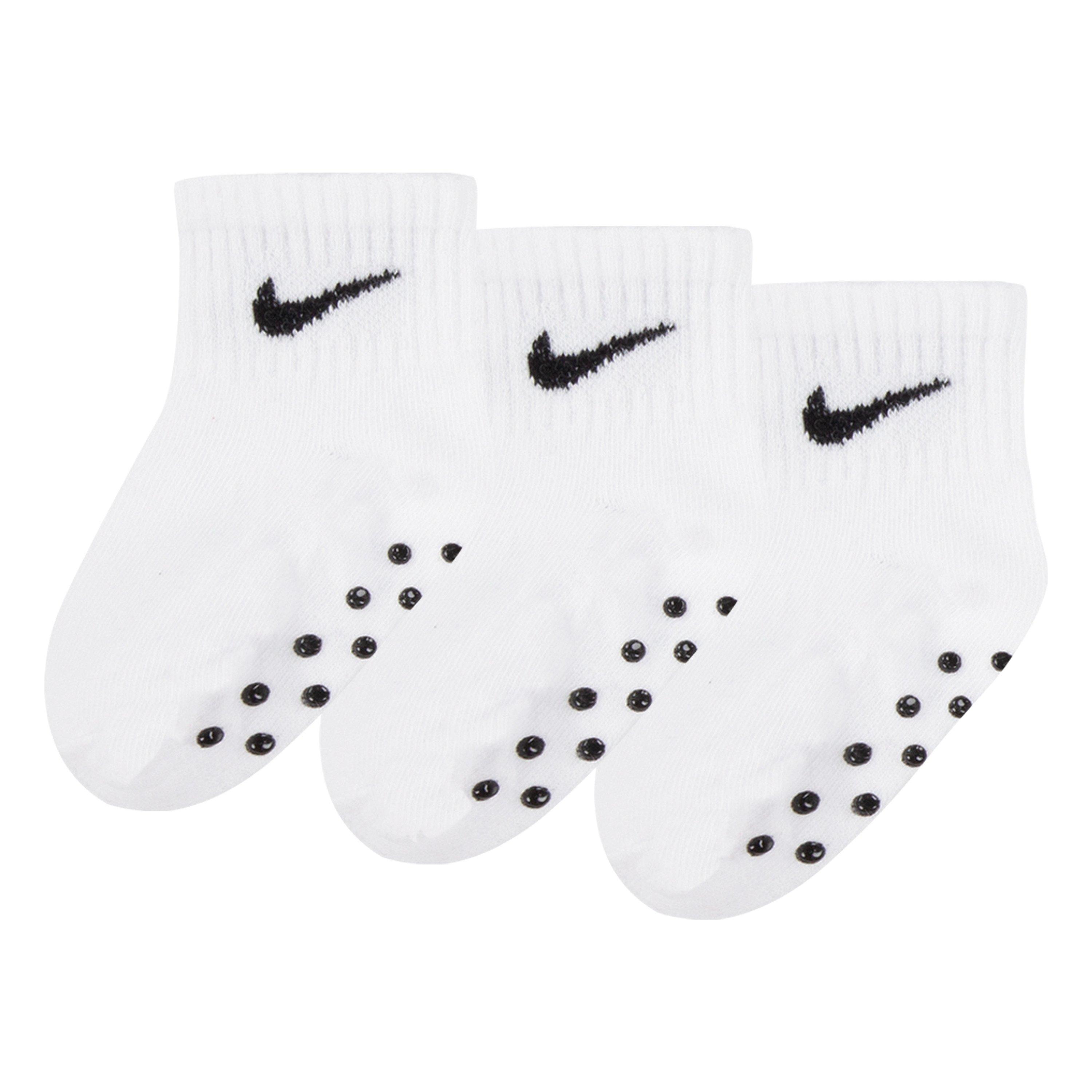 Nike  Infant Core Swoosh Gripper Trainer Socks - White/Black - 2-4