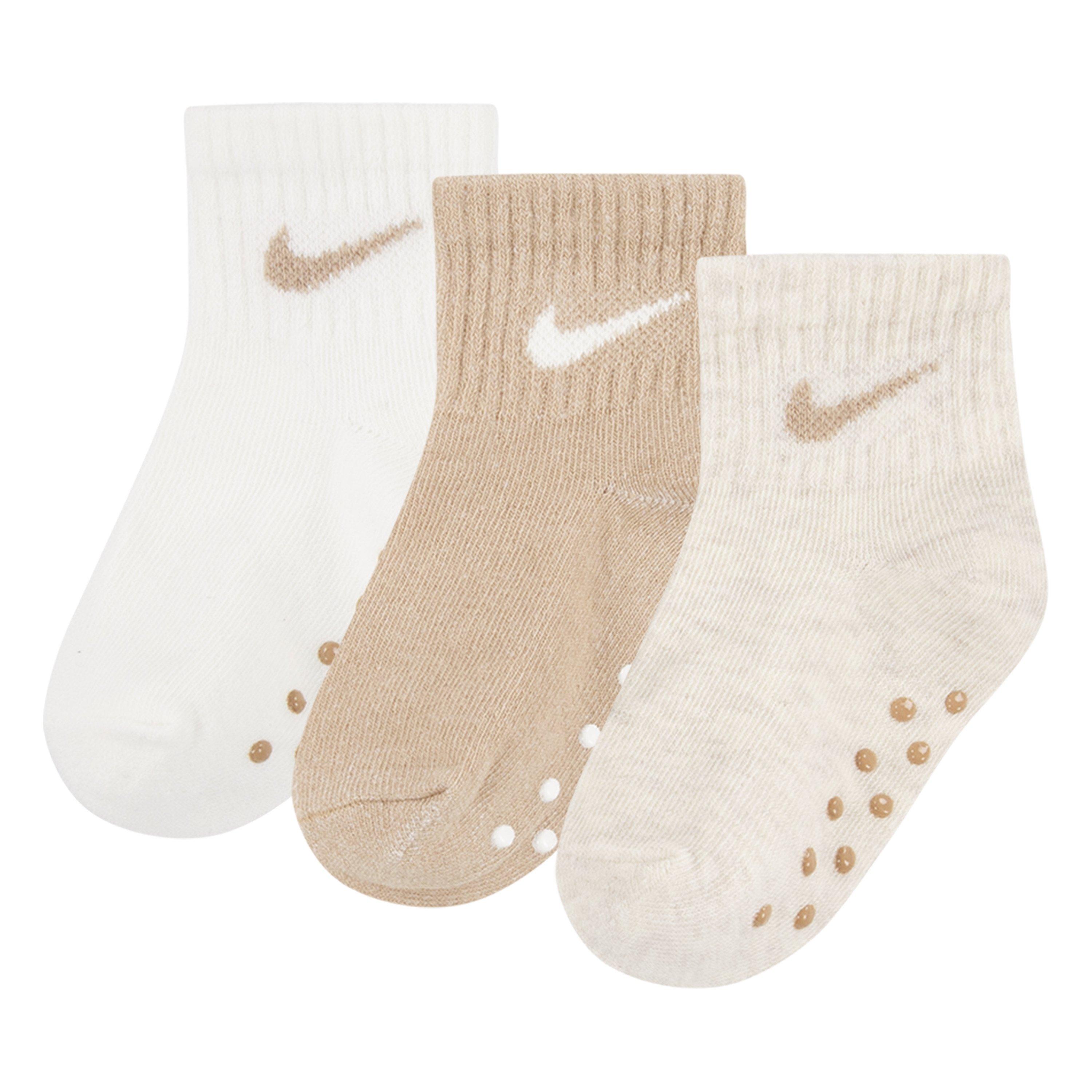 Nike  Infant Core Swoosh Gripper Trainer Socks - Pale Ivory - 2-4