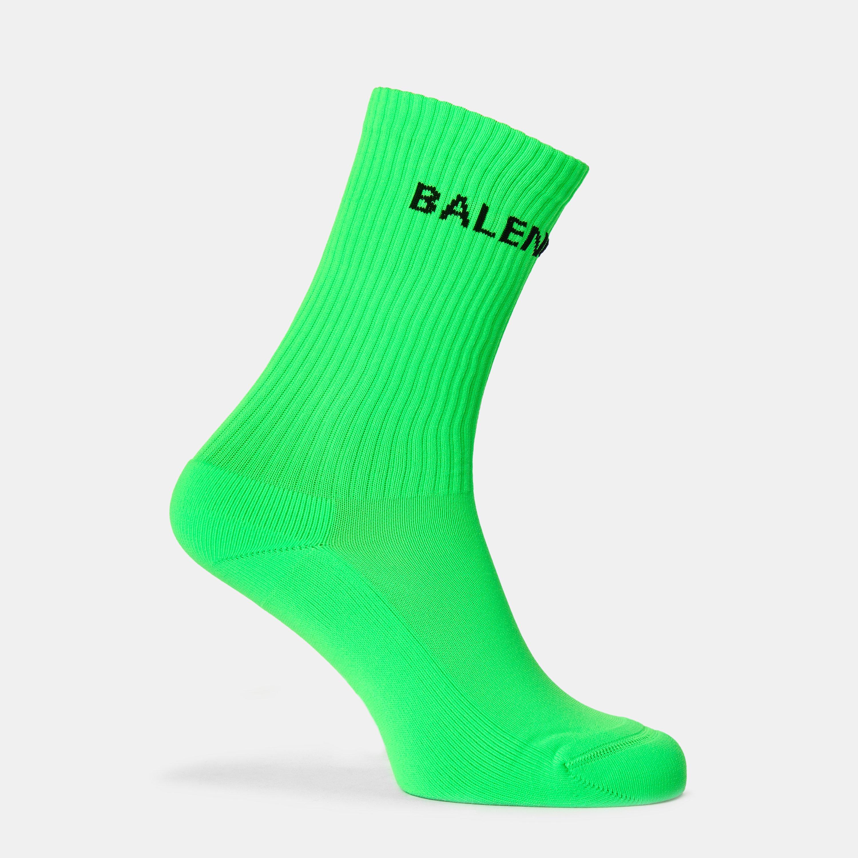 Balenciaga Ribbed Crew Socks - Grass/Black - Size L (41-43)