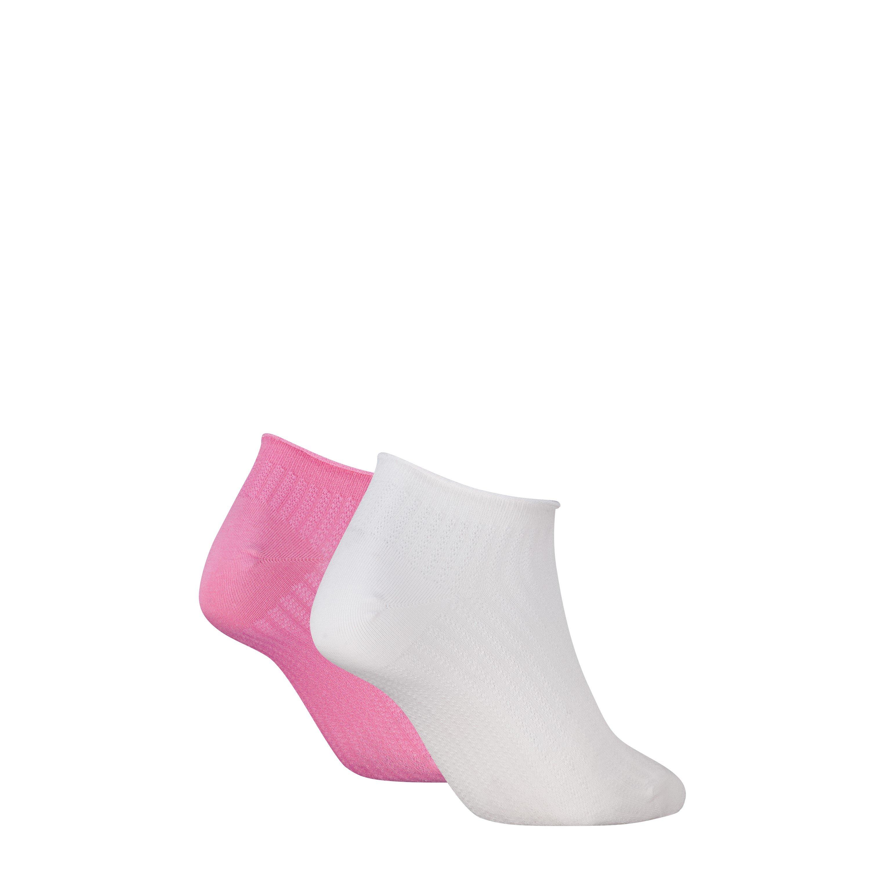 Pink/White - Puma - Women's Rib Mesh Cotton Trainer Socks 2 Pack - 2