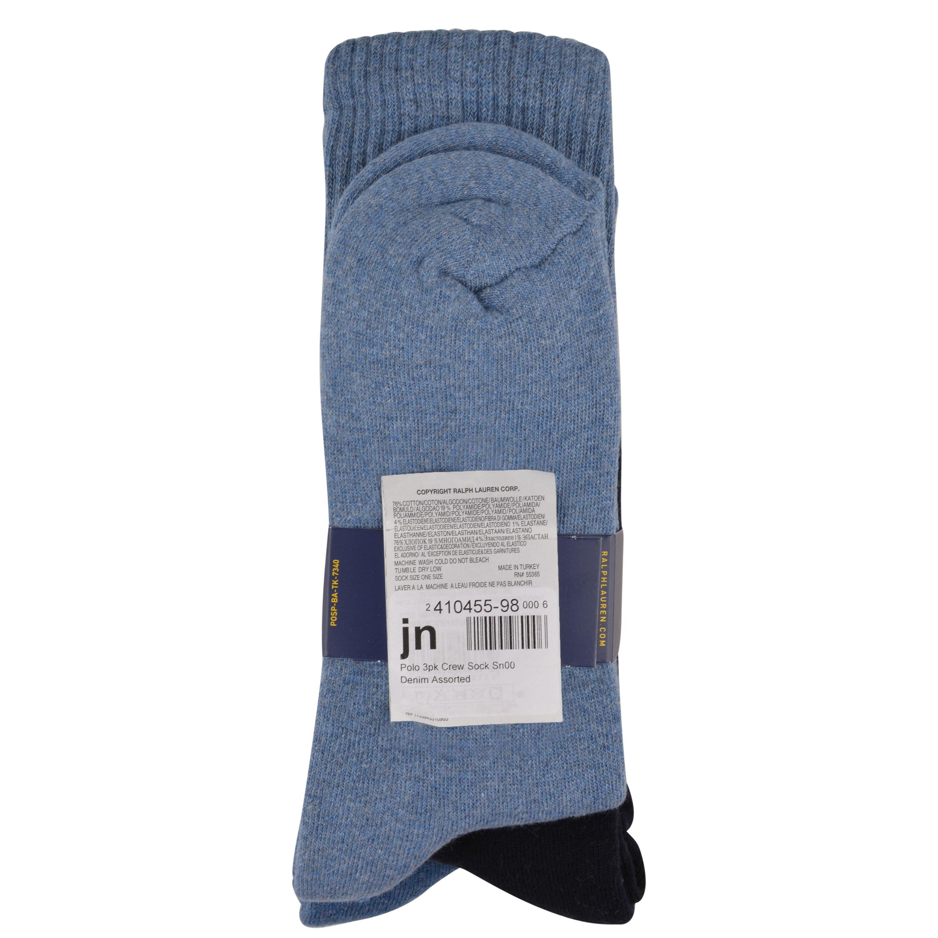 Denim Assorted - Polo Ralph Lauren - Three Pack Crew Socks - 2