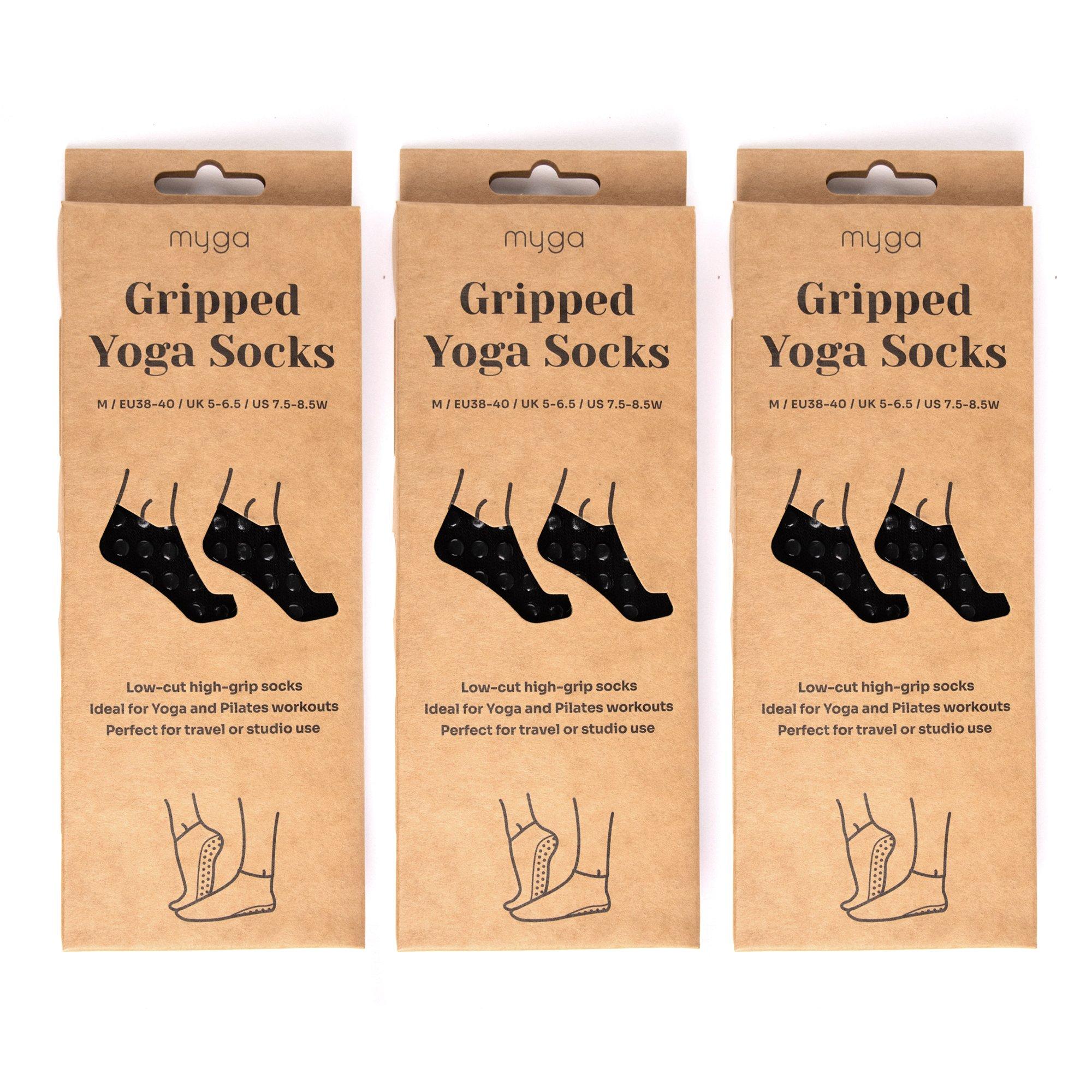 Black - Myga - Myga Pack of 3 Gripped Yoga Socks - 1
