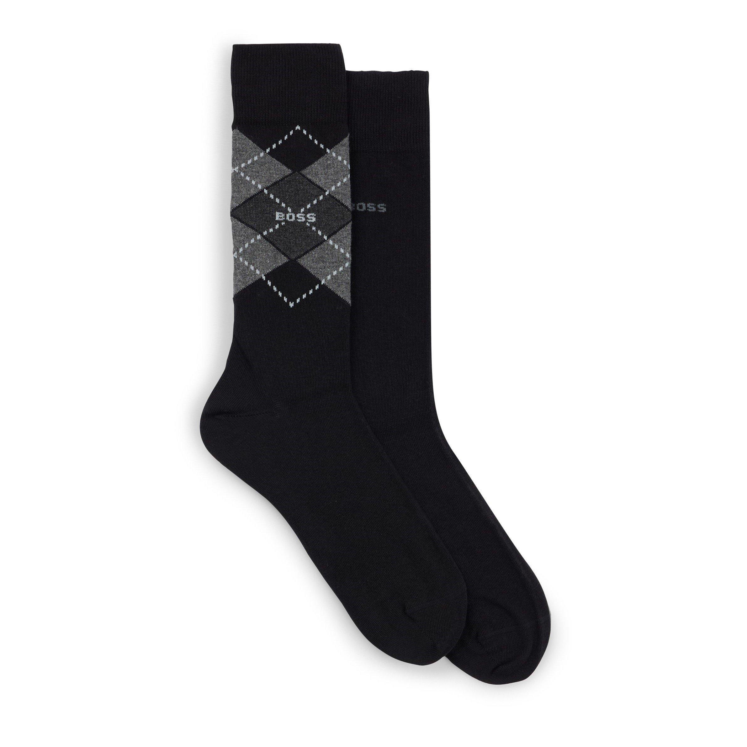 Boss Men's Argyle Cotton Crew Socks - Black 001 - 6-11