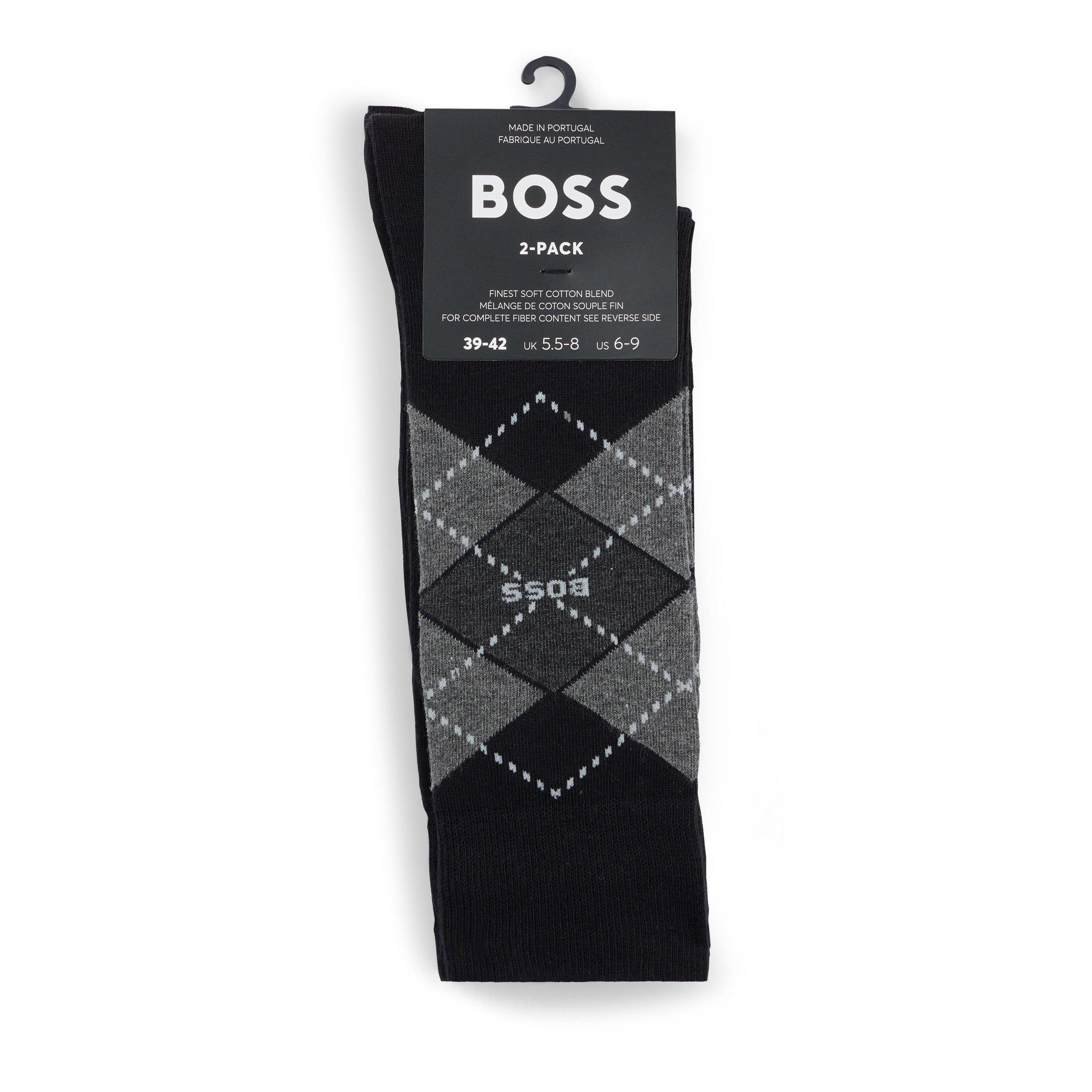 Black 001 - Boss - Men's Argyle Crew Socks - 2