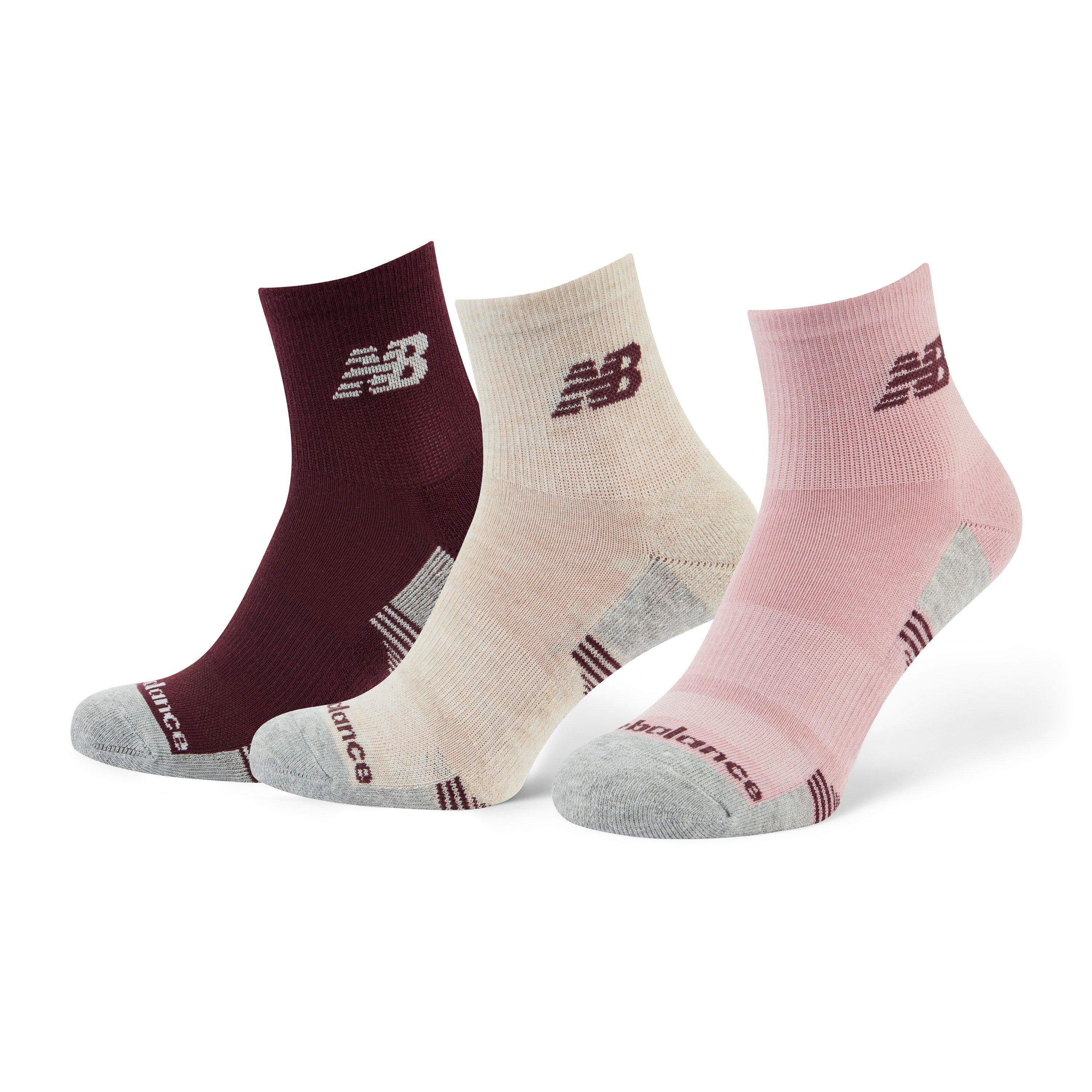 Pink/Burg/Beige - New Balance - Unisex Performance Quarter Socks 3 Pack - 2
