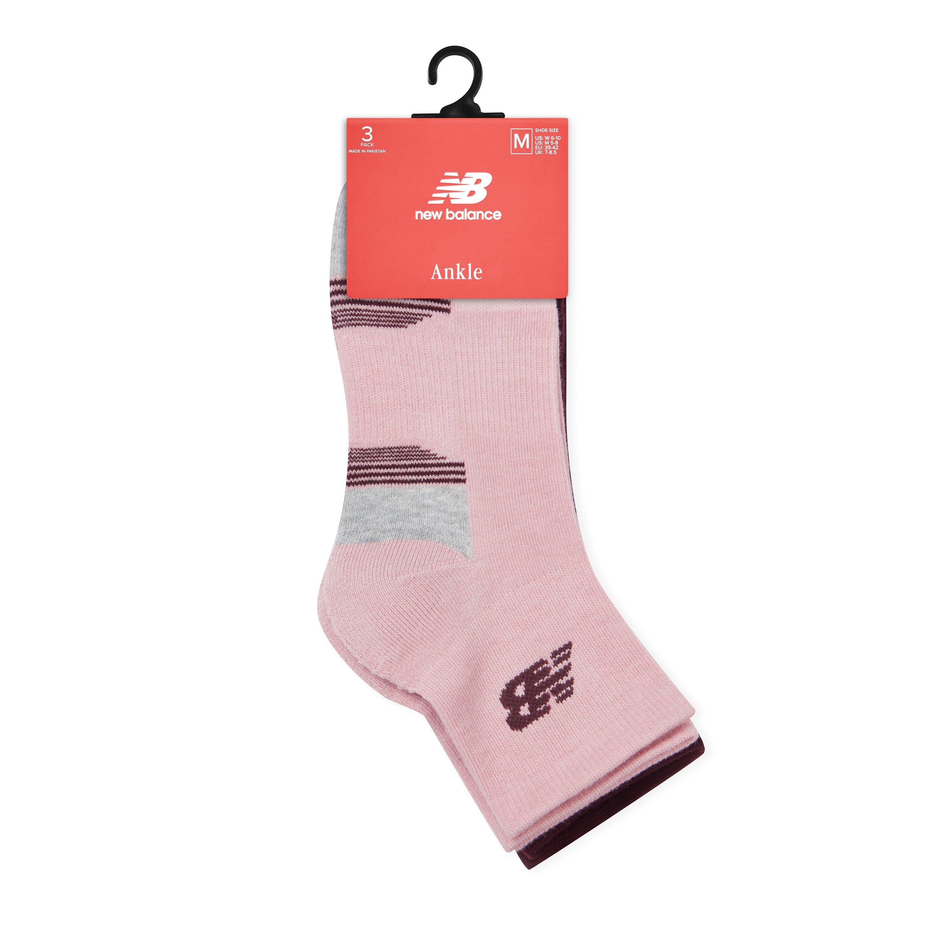Pink/Burg/Beige - New Balance - Unisex Performance Quarter Socks 3 Pack - 3