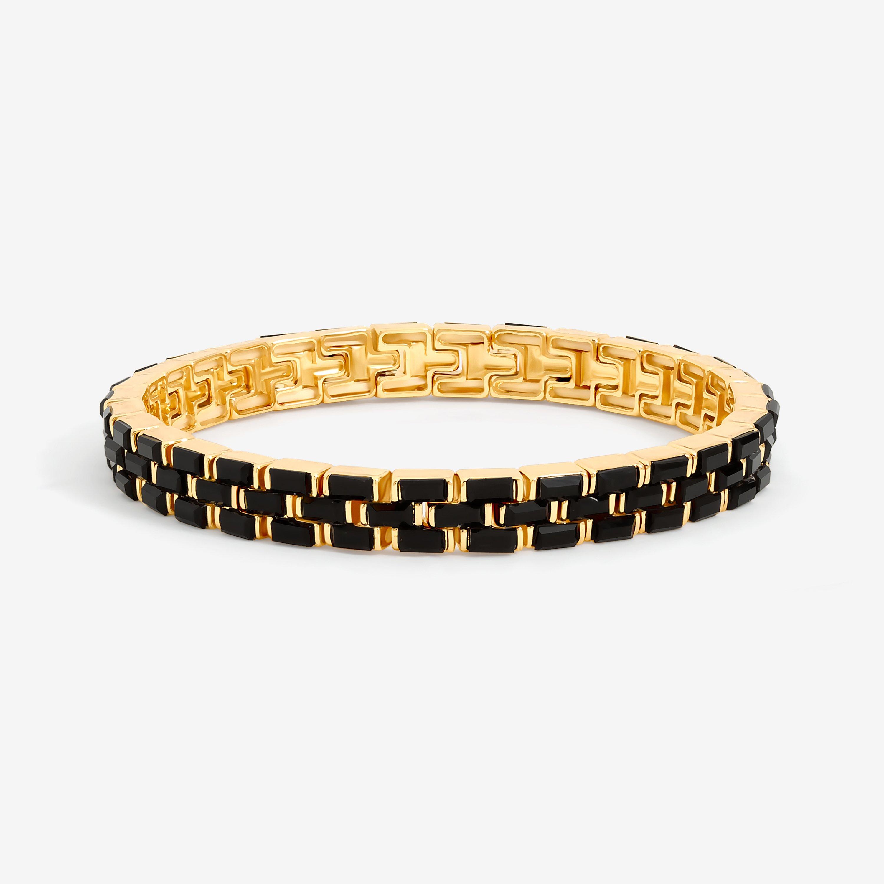 Gold - Jon Richard - Gold Plated and Jet Crystal Chain Stretch Bracelet - 1