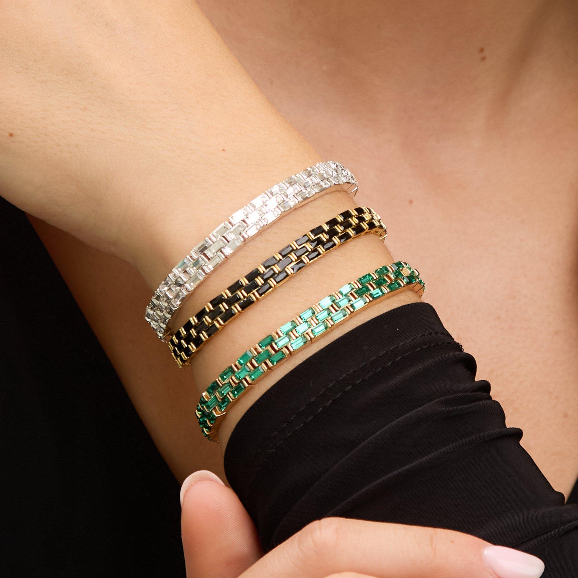 Gold - Jon Richard - Gold Plated and Jet Crystal Chain Stretch Bracelet - 2