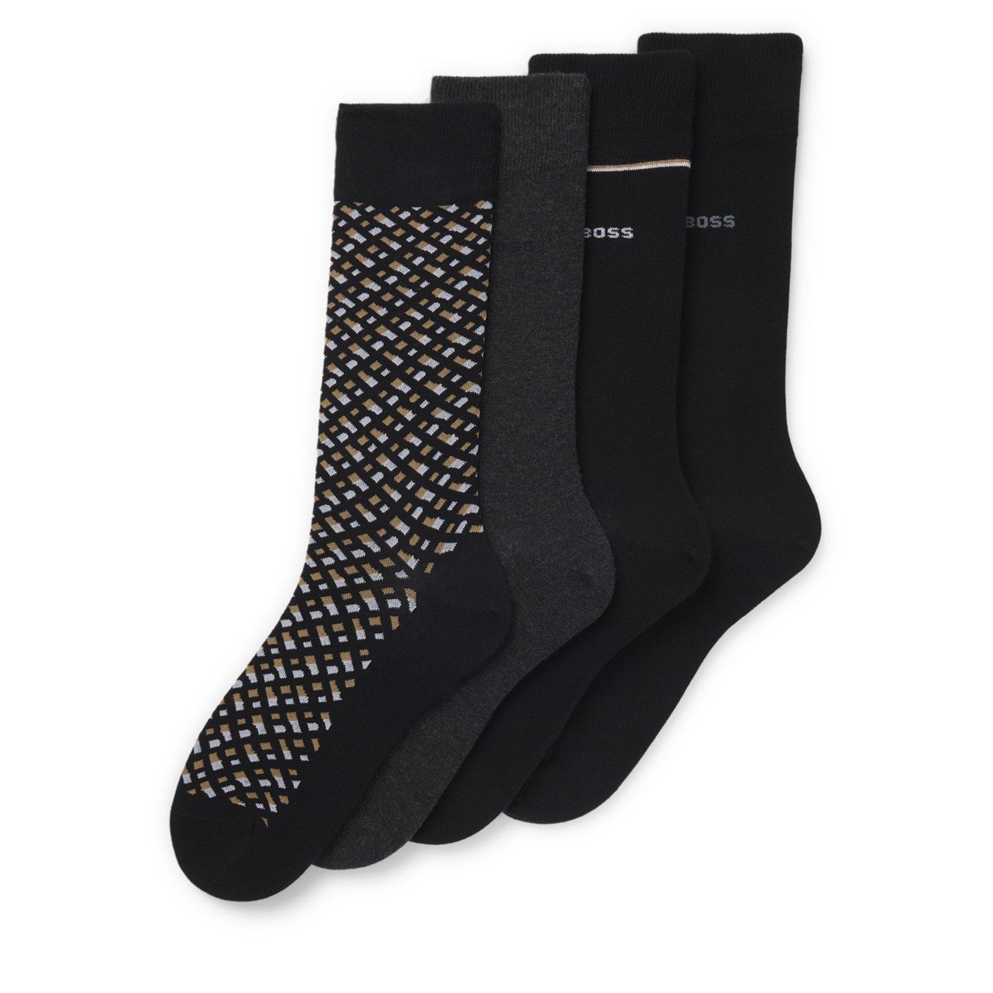 Black 002 - Boss - Men's 4 Pack Cotton Logo Crew Socks - 3
