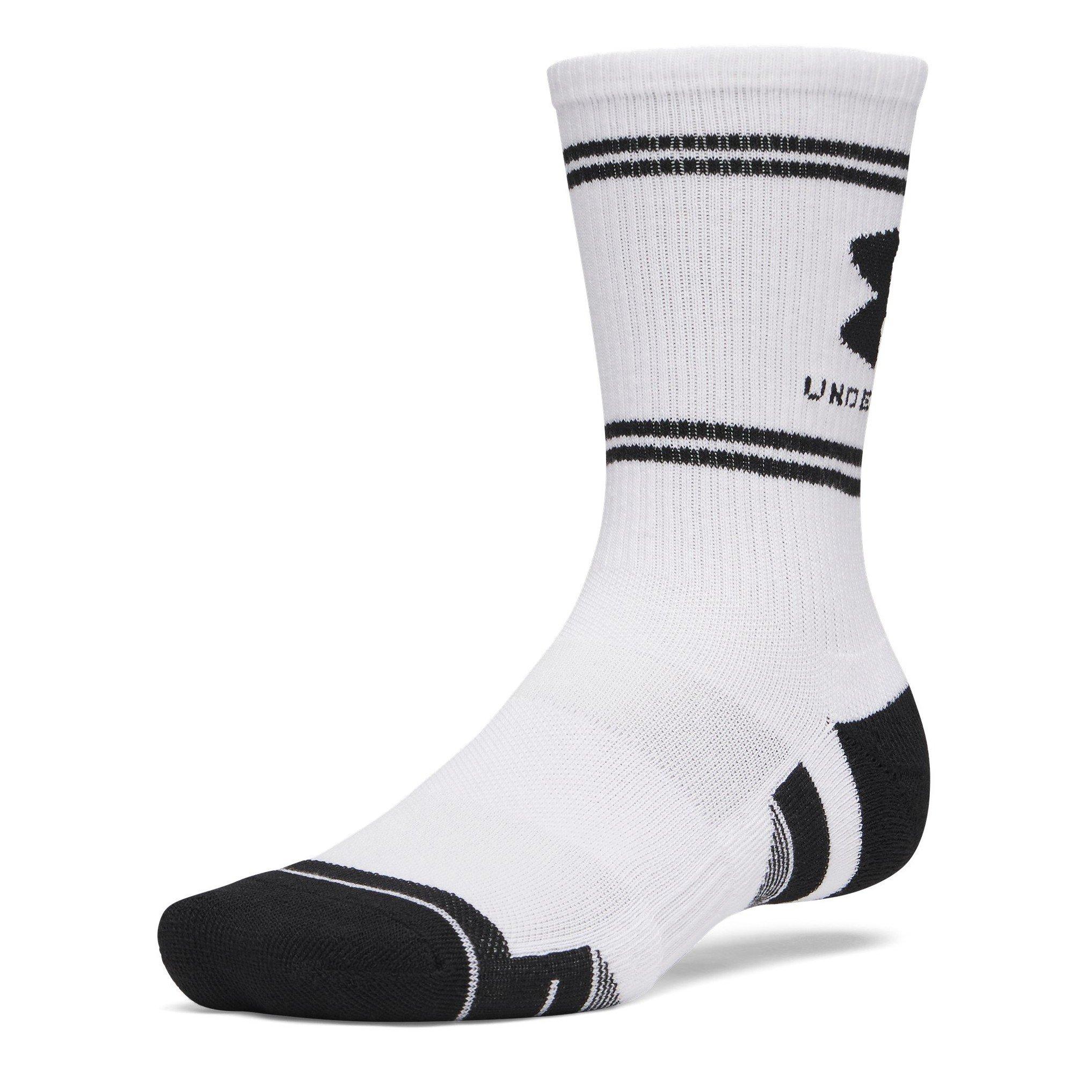 White  / Black - Under Armour - Performance Tech 3 Pack Crew Socks - 2
