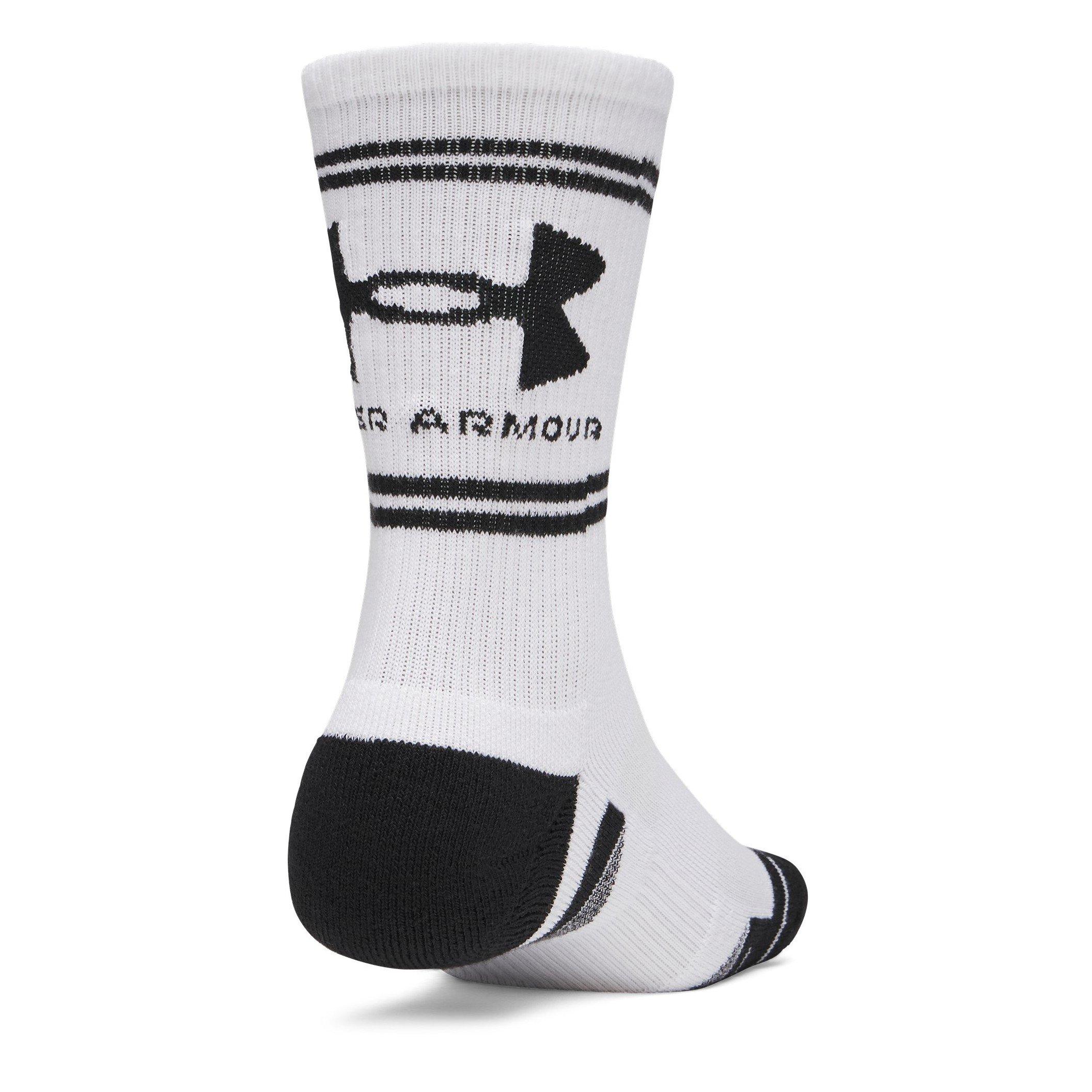 White  / Black - Under Armour - Performance Tech 3 Pack Crew Socks - 3