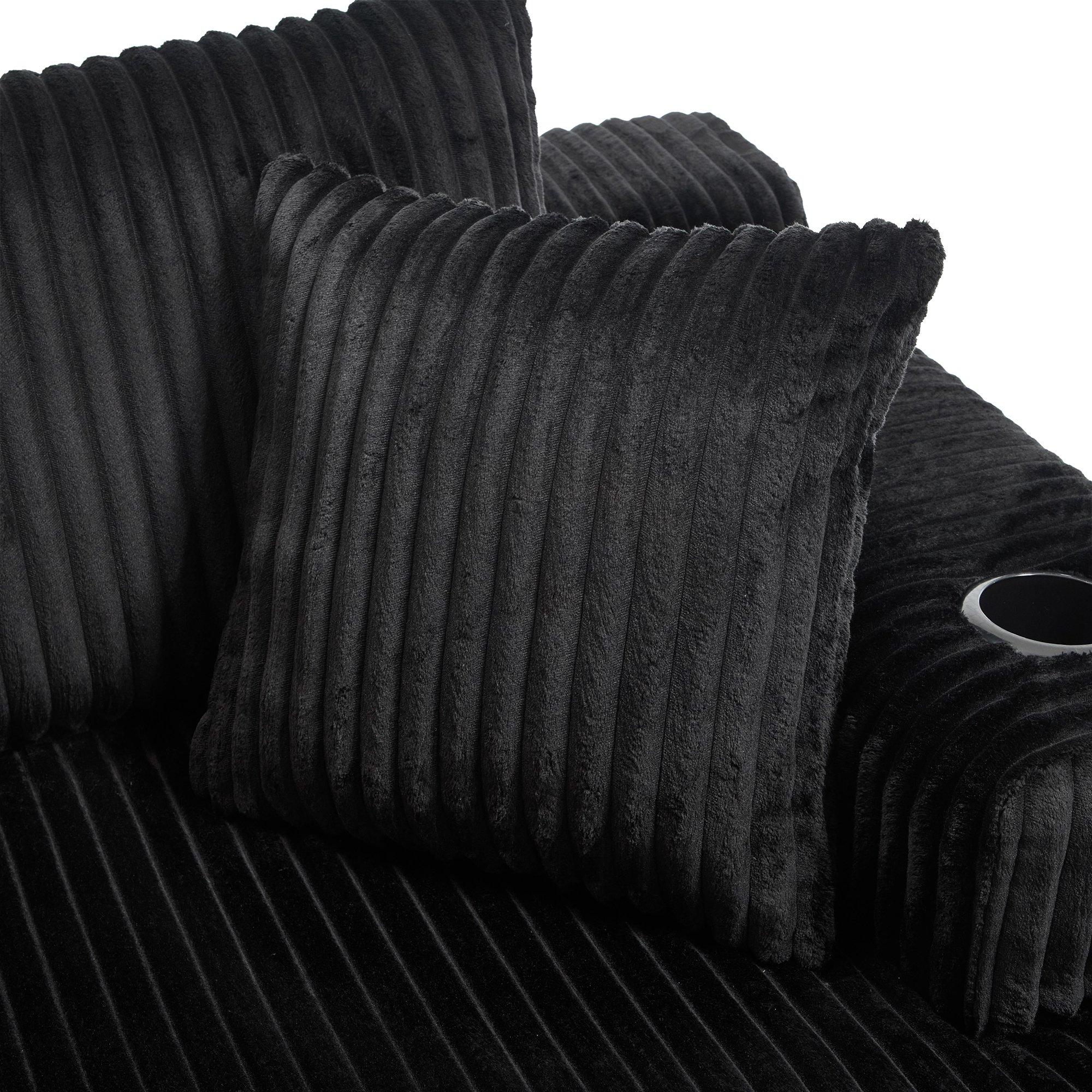 Black - Urban Meuble - Corduroy L-Shaped Modular Sectional Sofa - 15